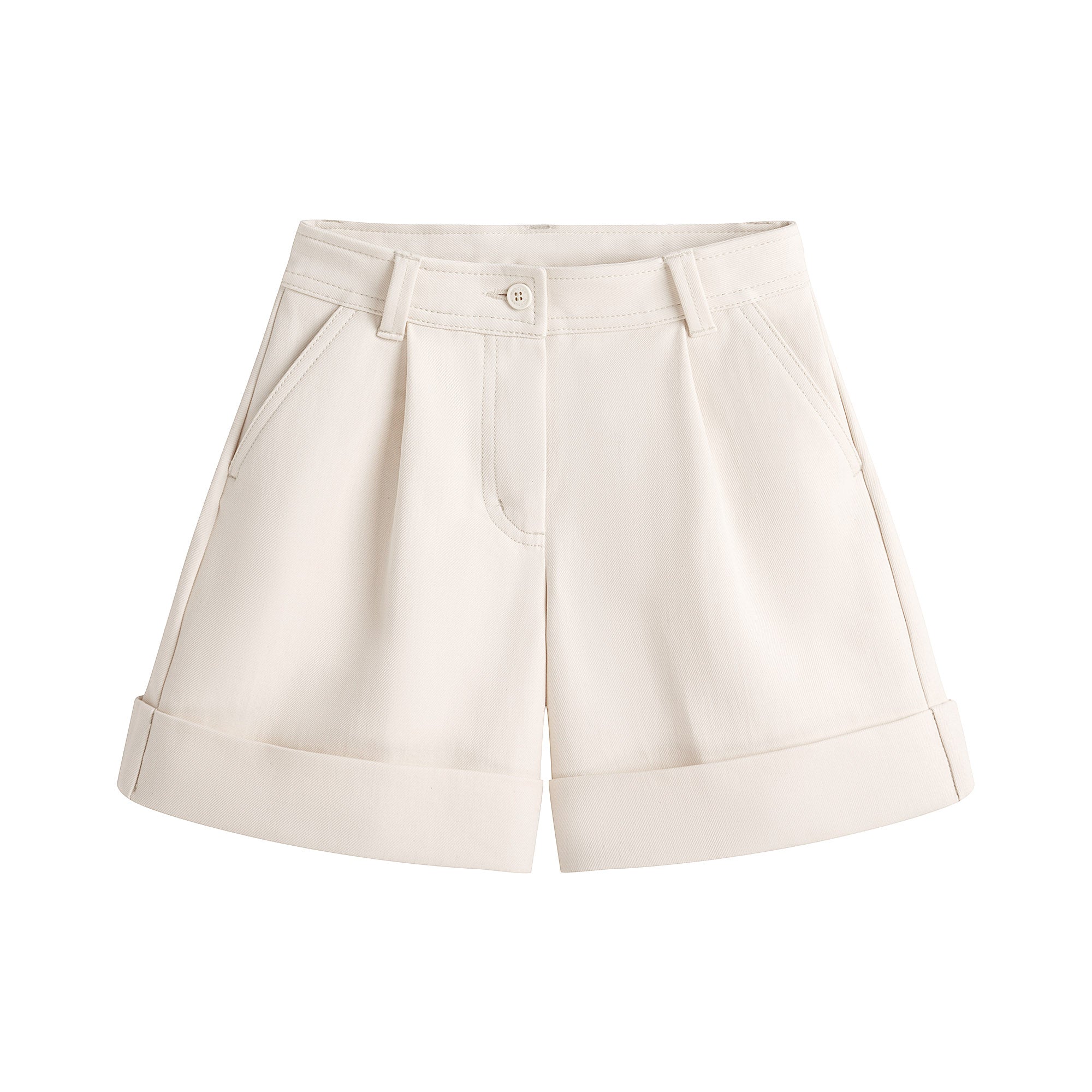 Girls White Cotton Shorts