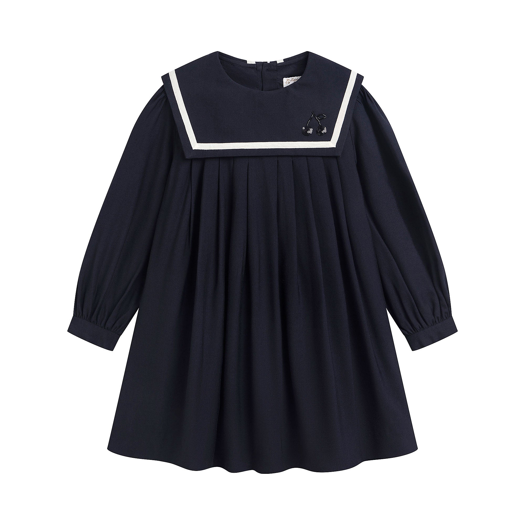 Girls Navy Beads Cherry Logo Dress