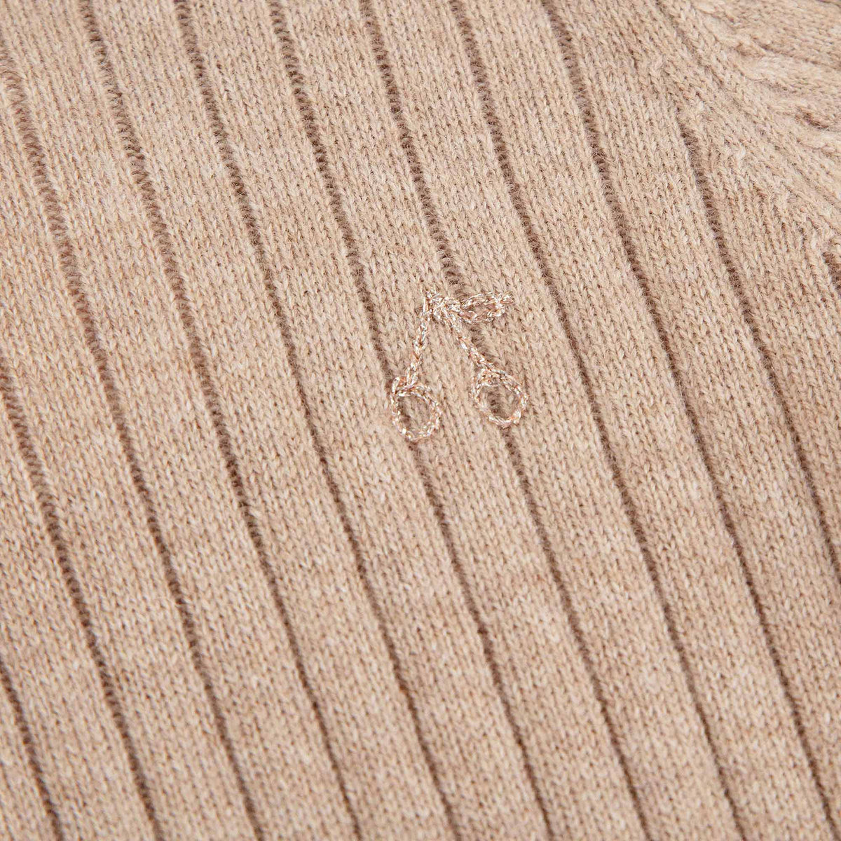 Girls Beige Knit Wool Dress