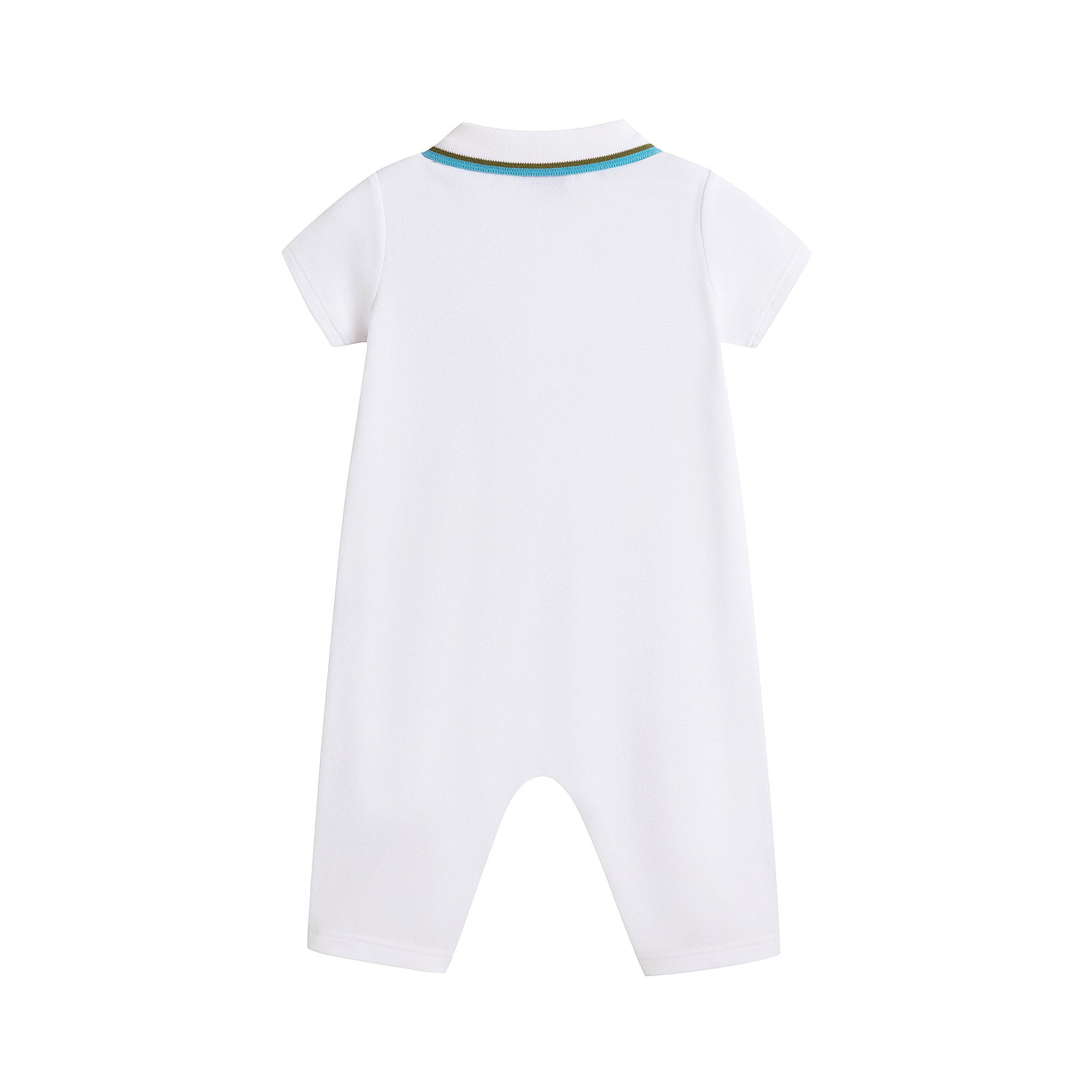 Baby Boys White Cotton Babysuit