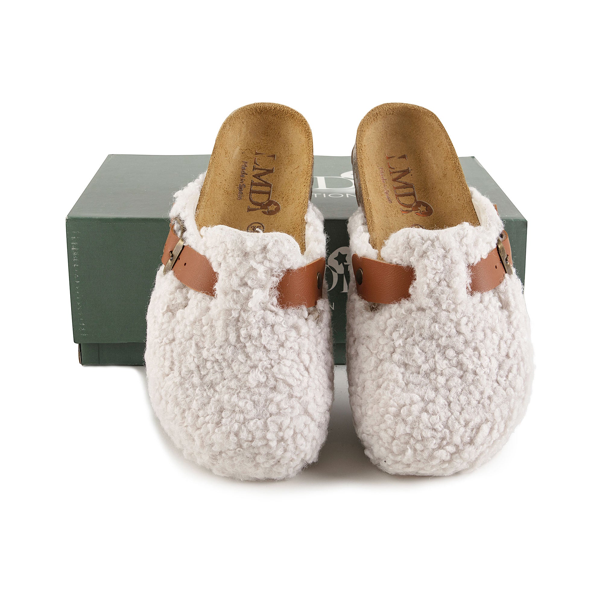 Girls White Plush Slippers