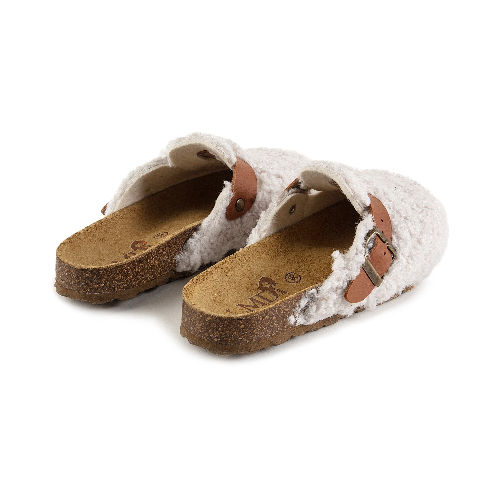 Girls White Plush Slippers
