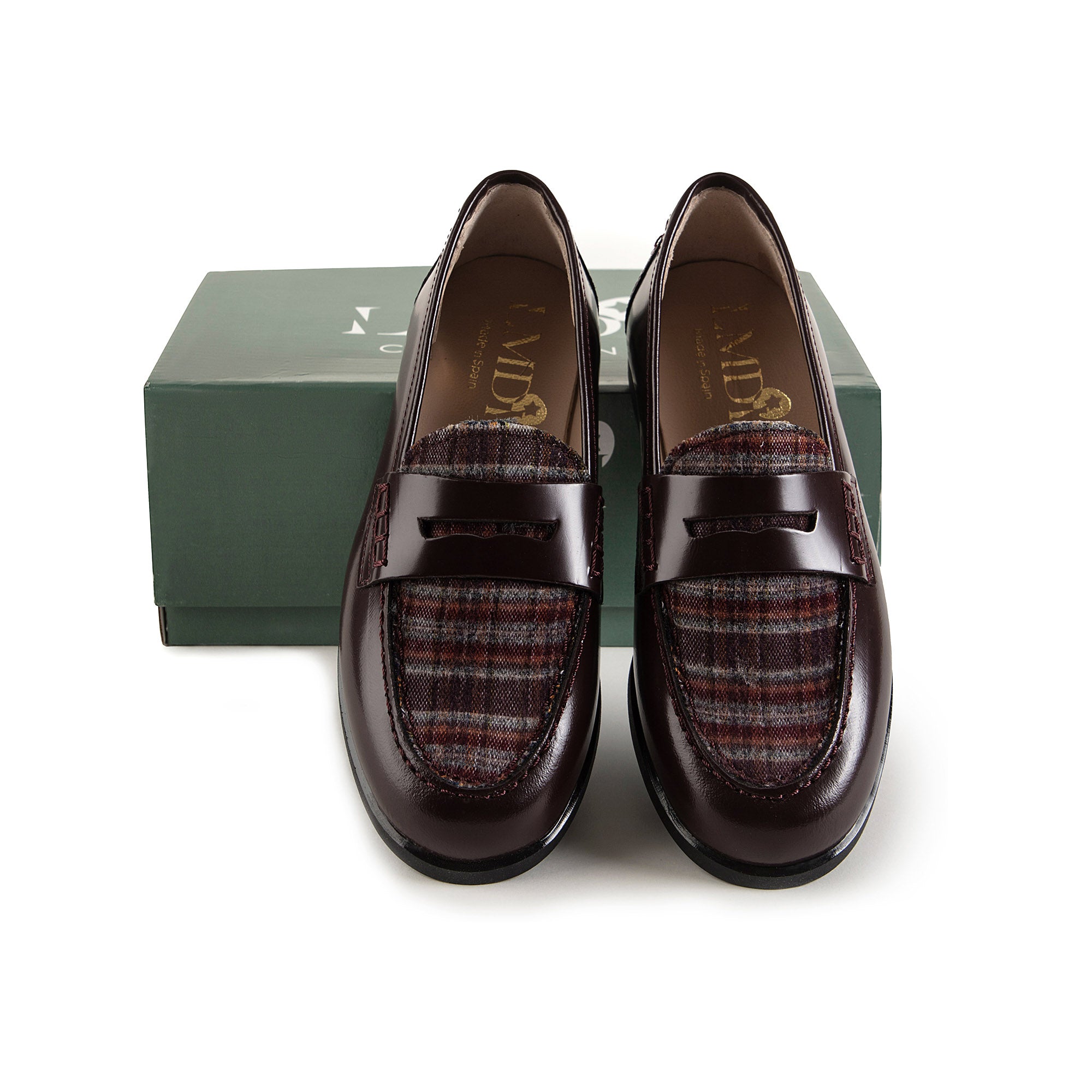 Girls Wine Check Loafer Shoes