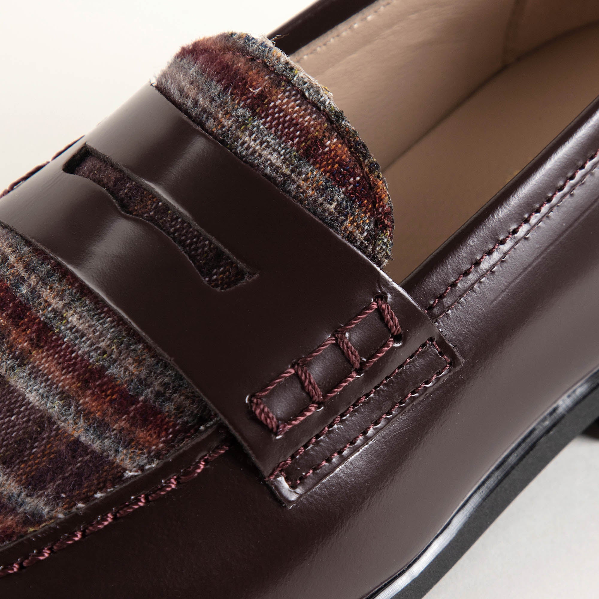 Girls Wine Check Loafer Shoes