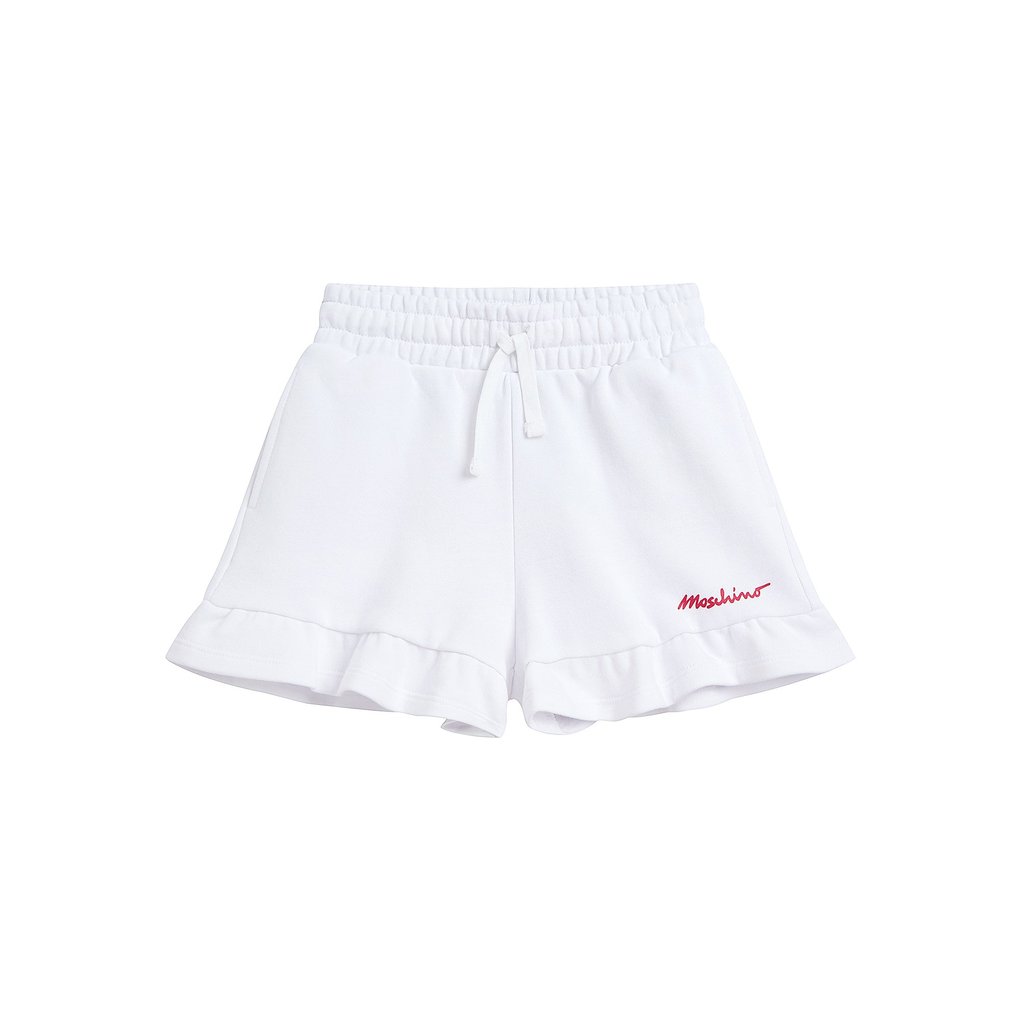 Girls White Cotton Shorts