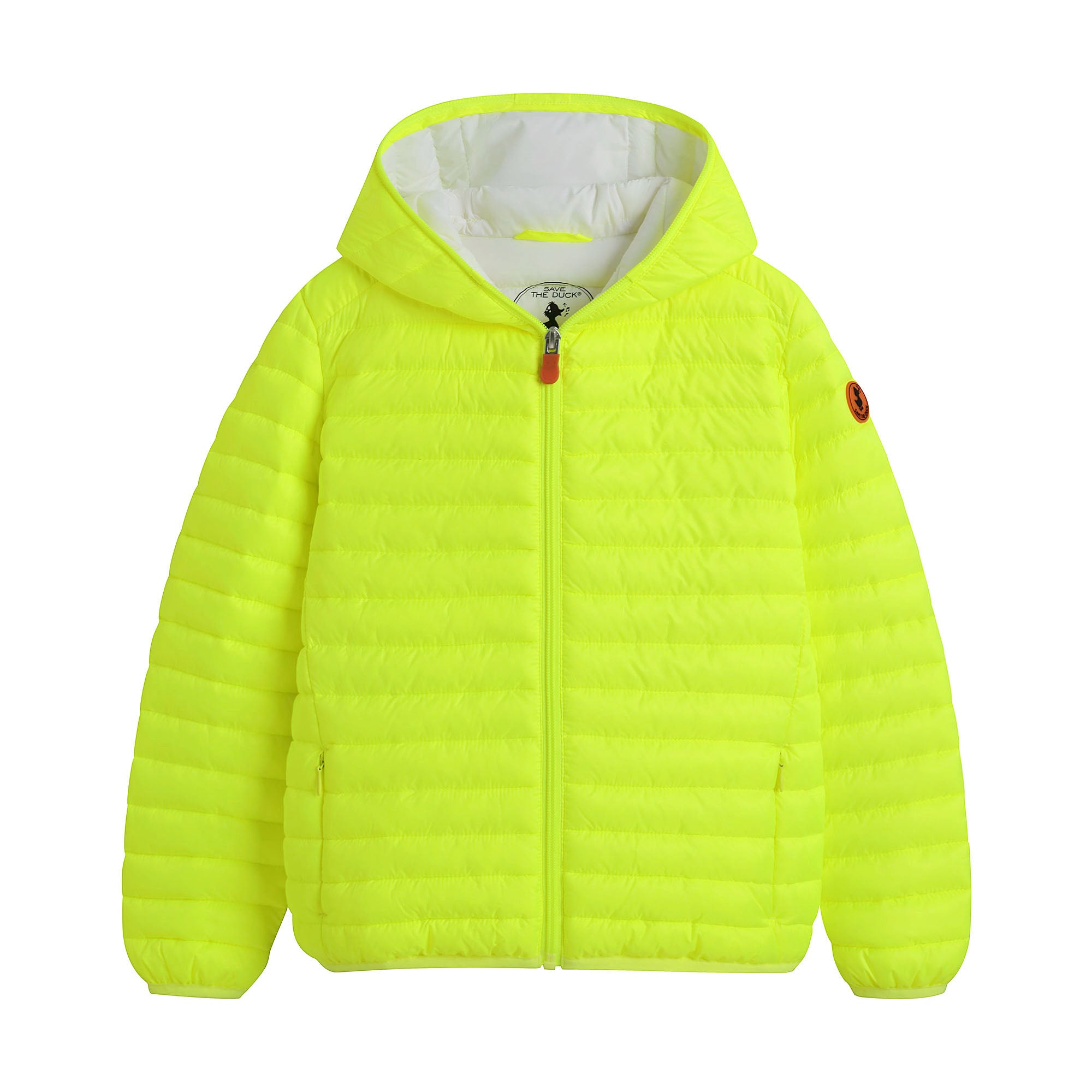 Boys & Girls Fluo Yellow Hooded Padded Jacket