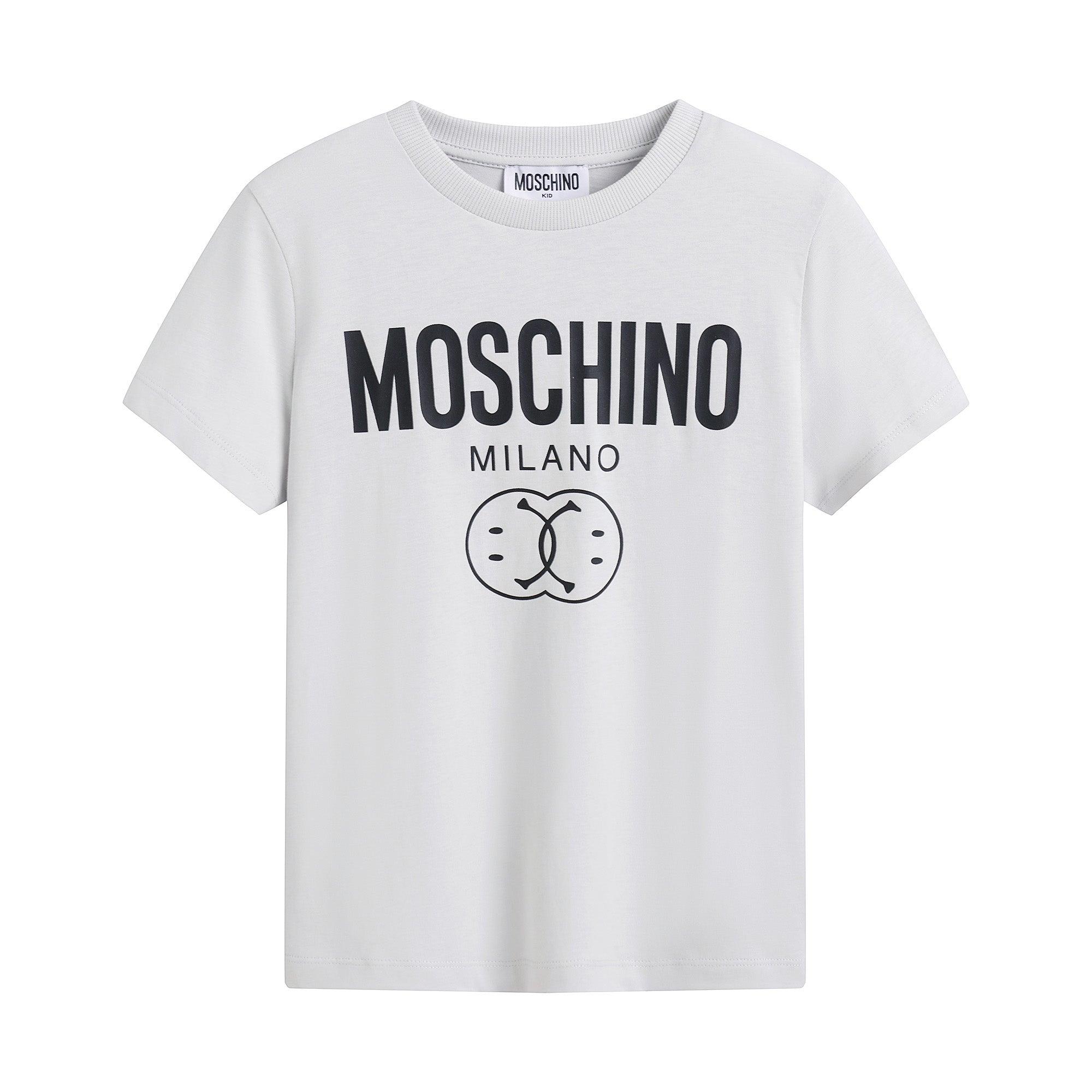 Boys Light Grey Logo Cotton T-Shirt