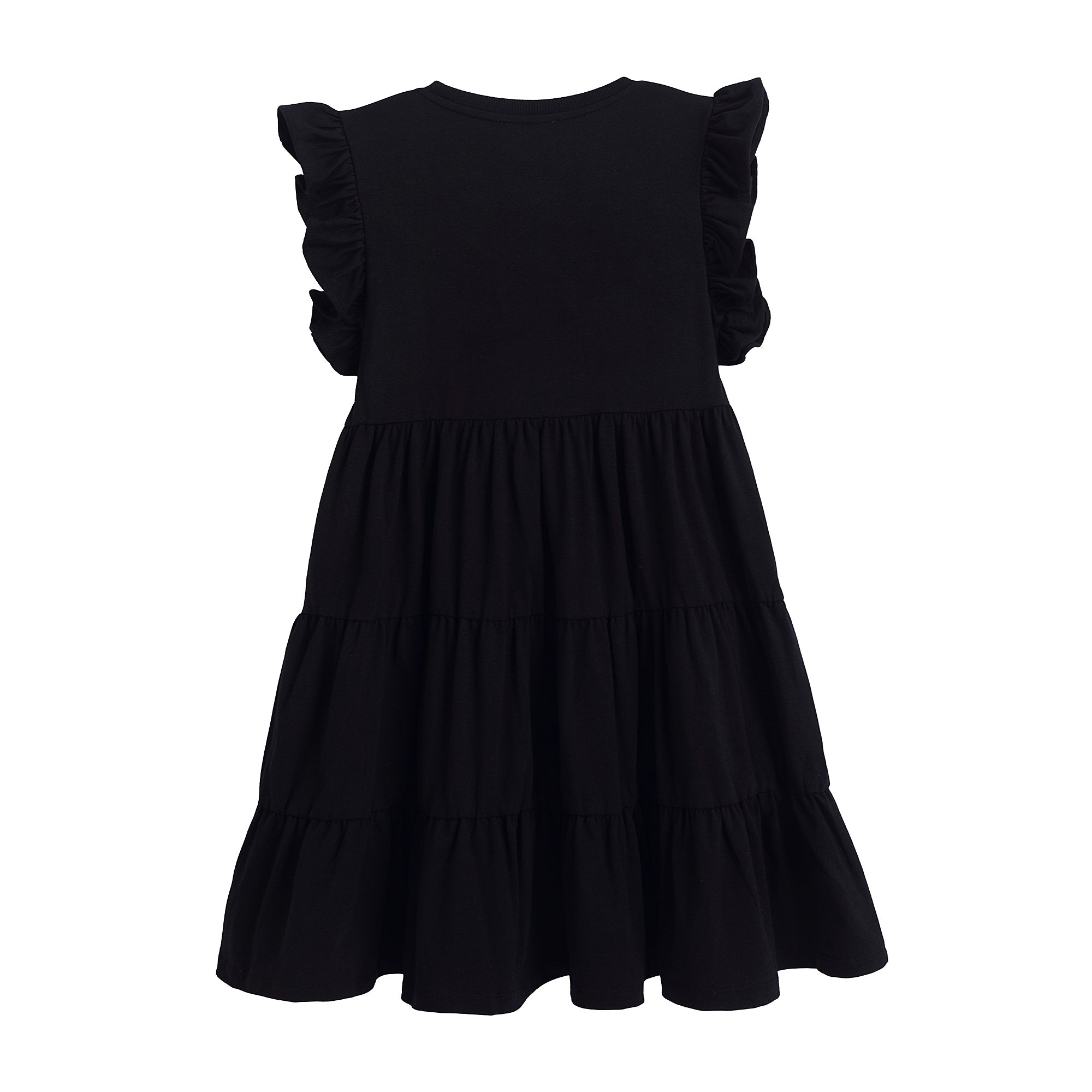 Girls Black Printed Cotton Dress