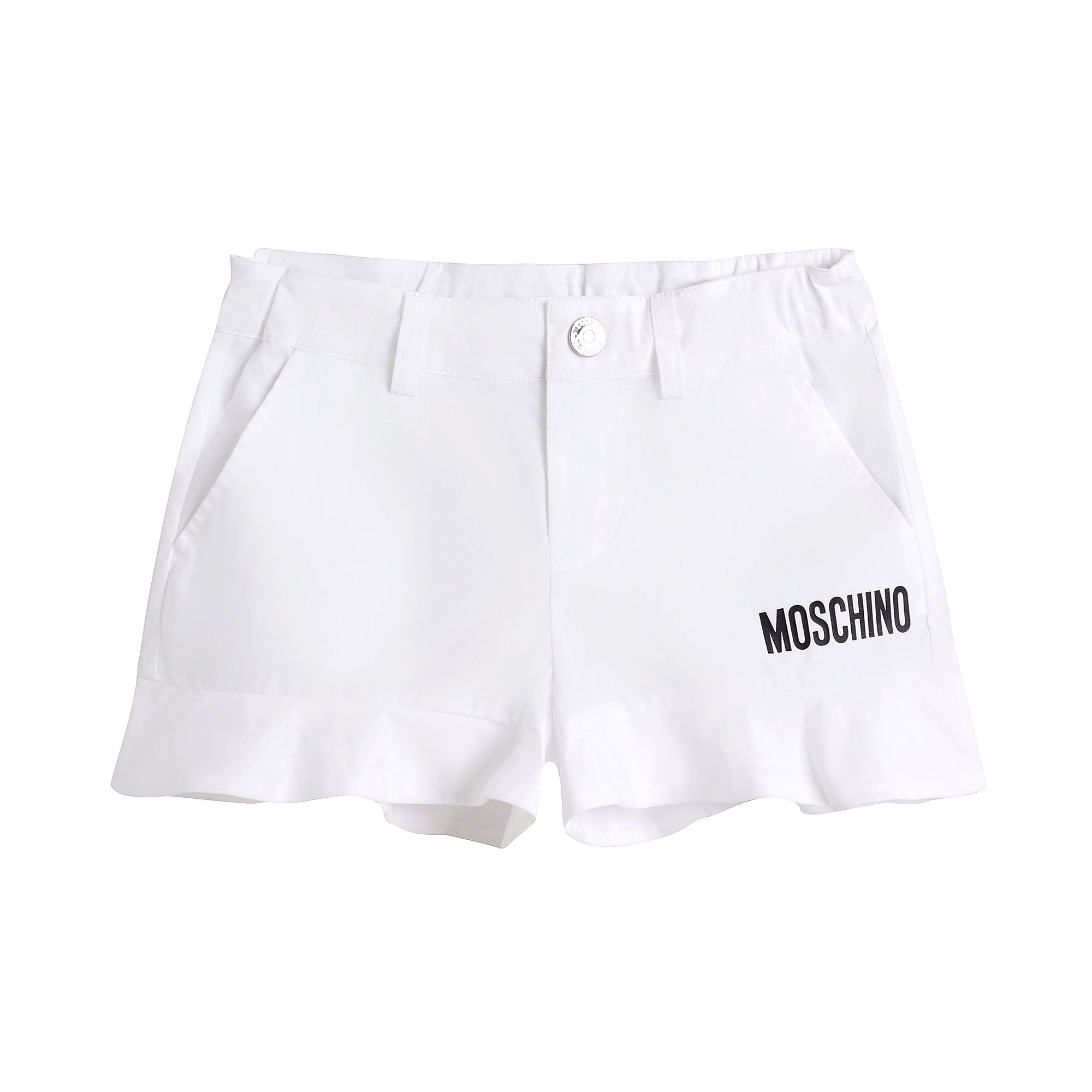 Girls White Cotton Shorts