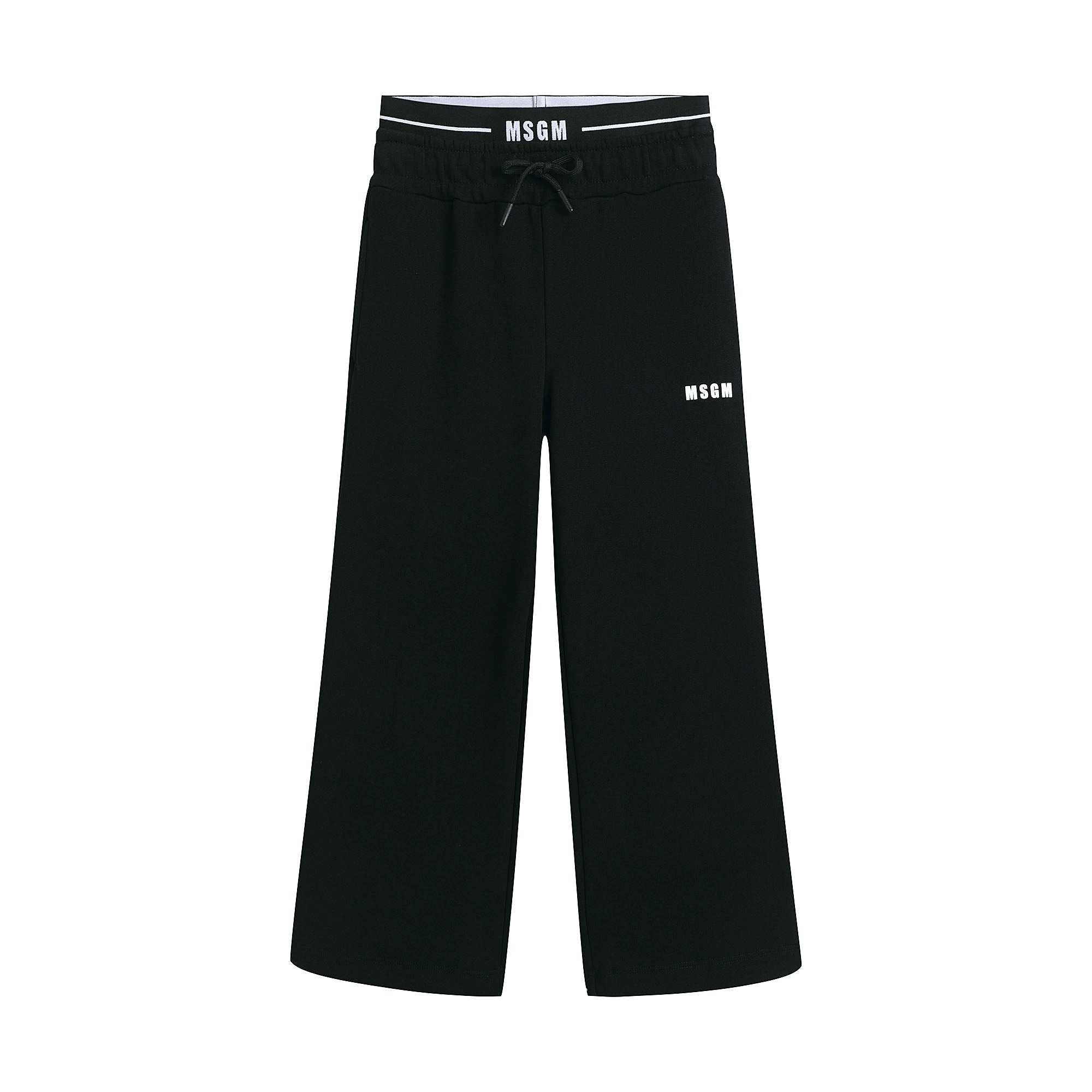 Girls Black Logo Cotton Trousers