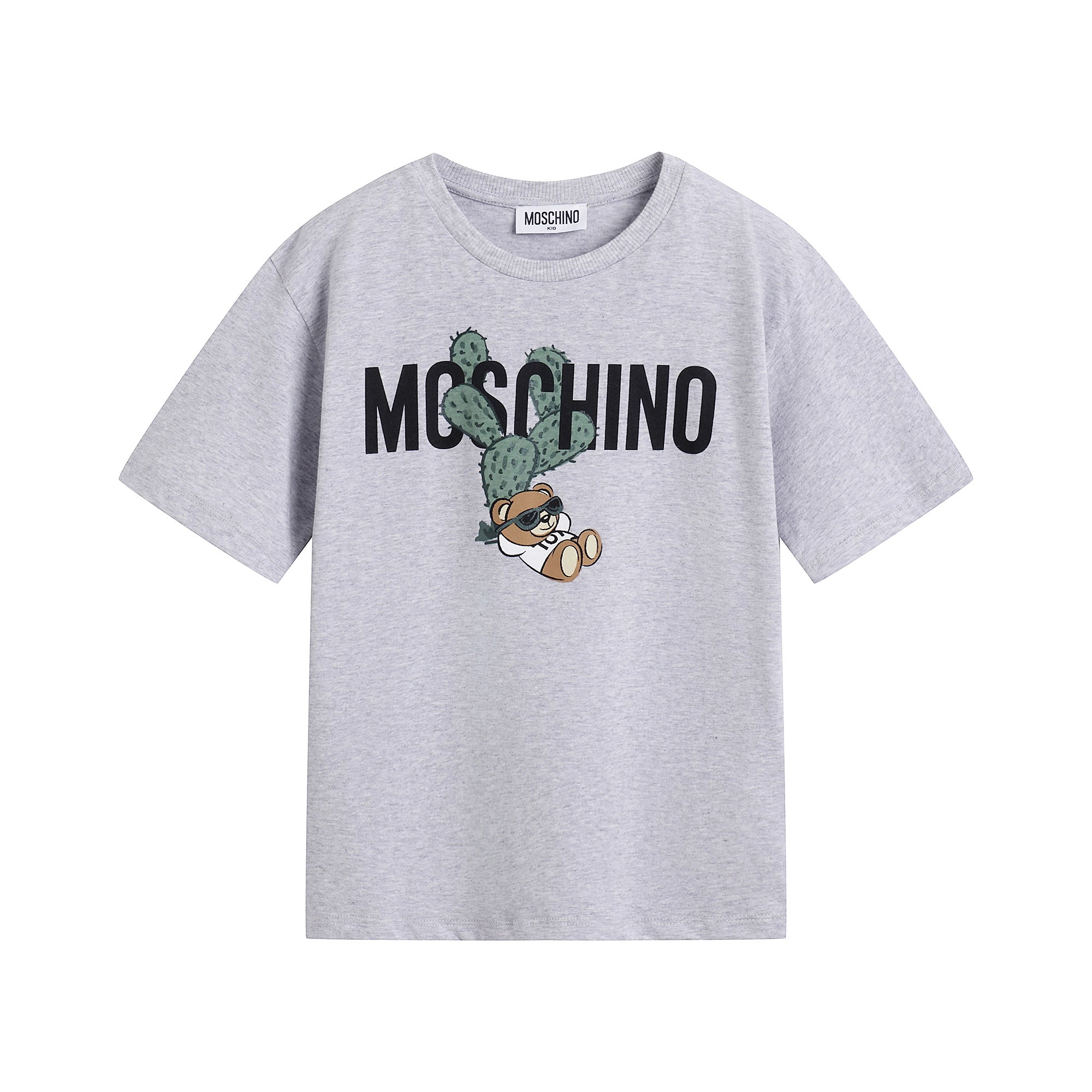 Boys & Girls Grey Printed Cotton T-Shirt