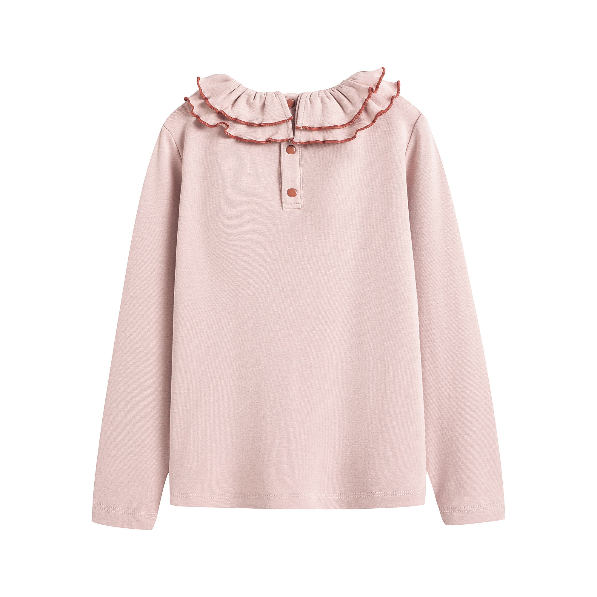 Girls Mauve Ruffled Cotton T-Shirt