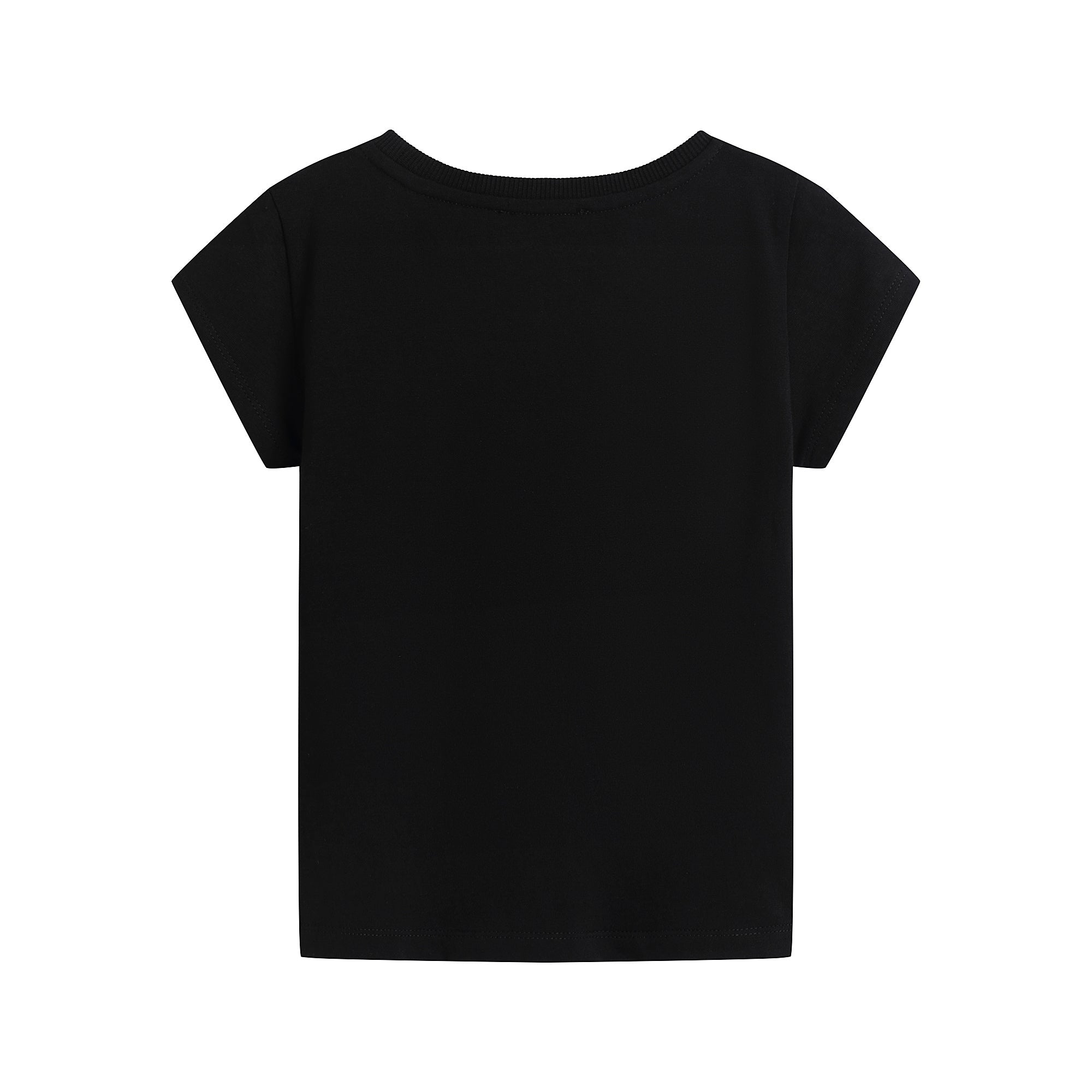 Girls Black Logo Cotton T-Shirt