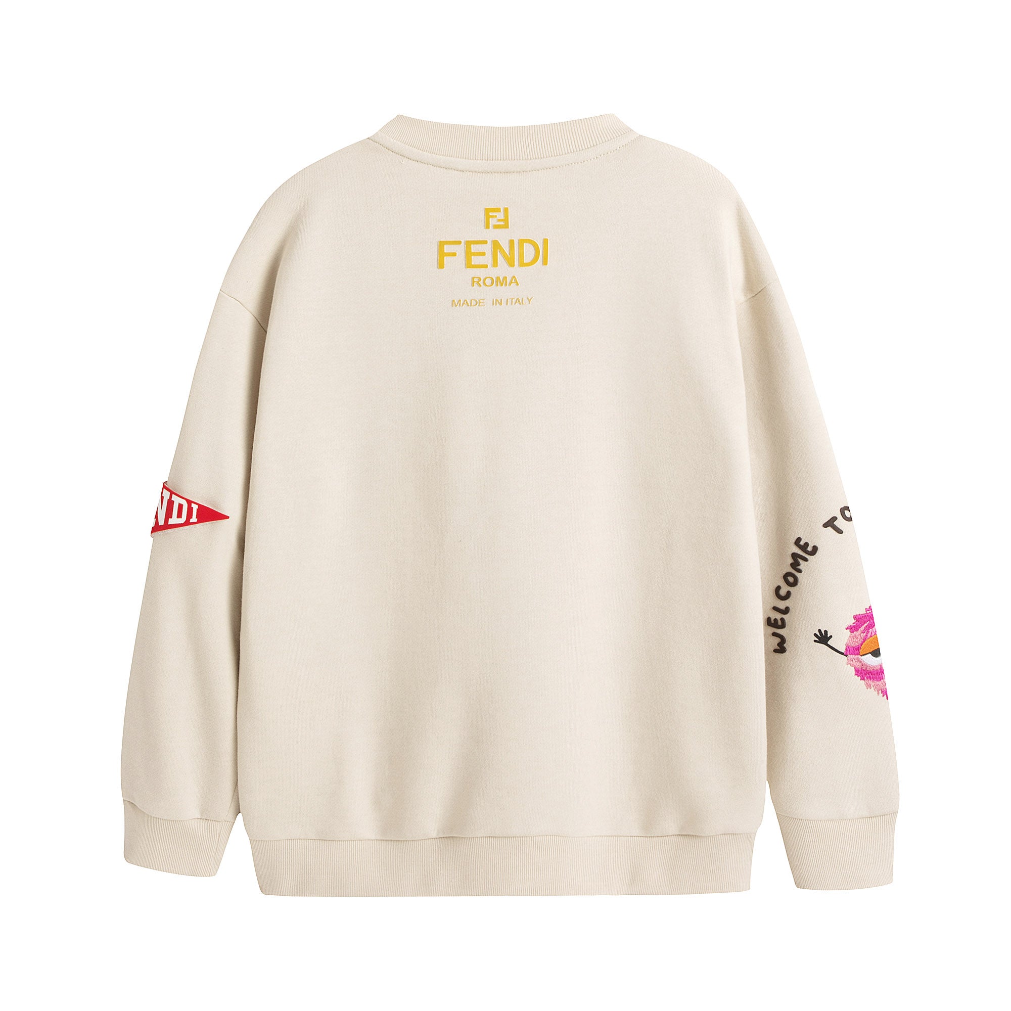 Girls White Printed Cotton Sweatshirt
