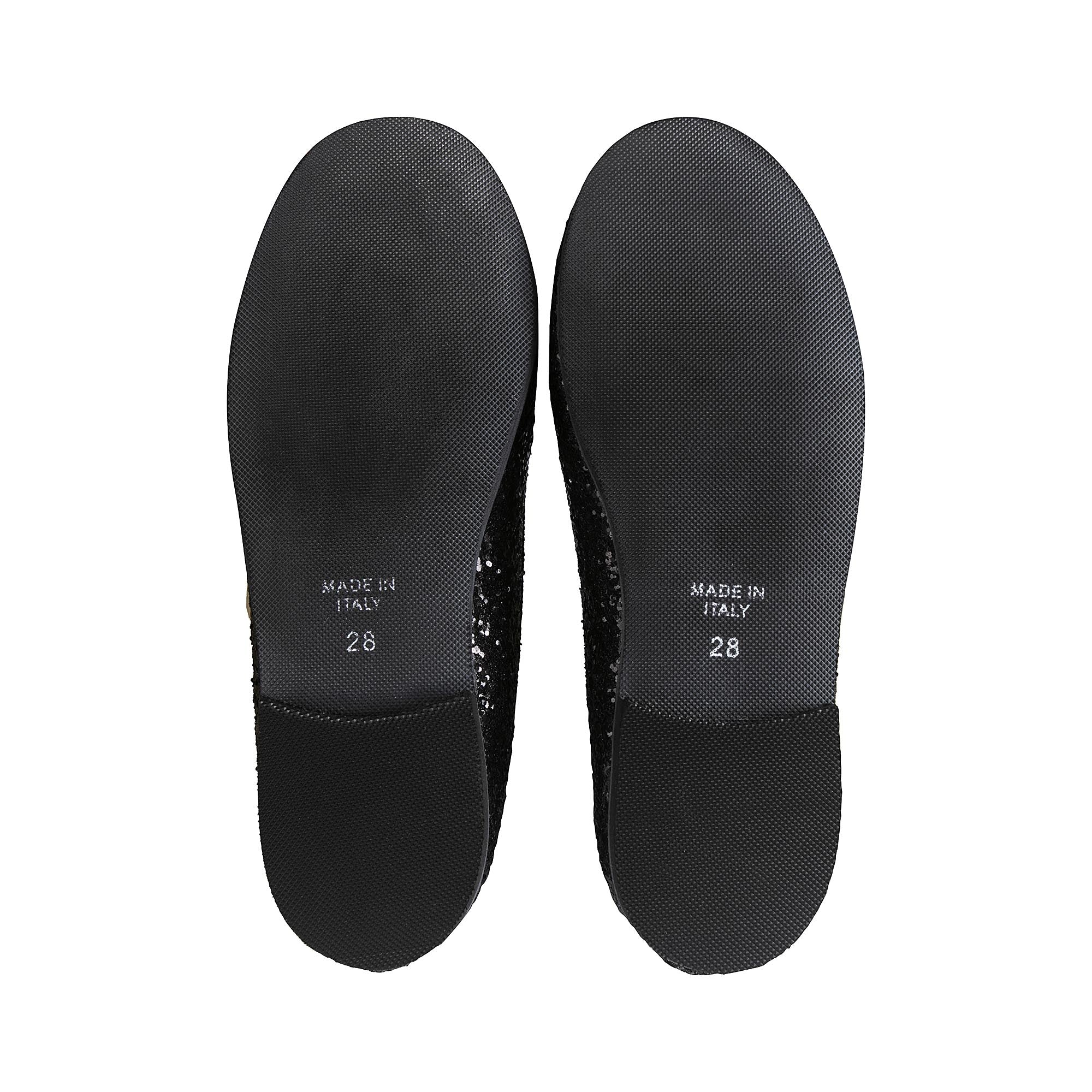 Girls Black Glitter Flat Shoes