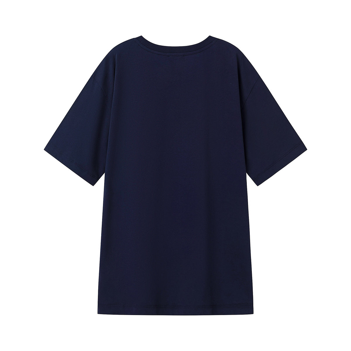 Girls Navy Printed Cotton T-Shirt