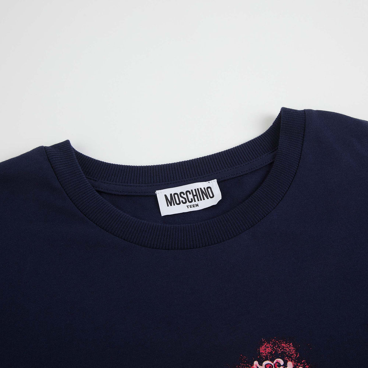 Girls Navy Printed Cotton T-Shirt