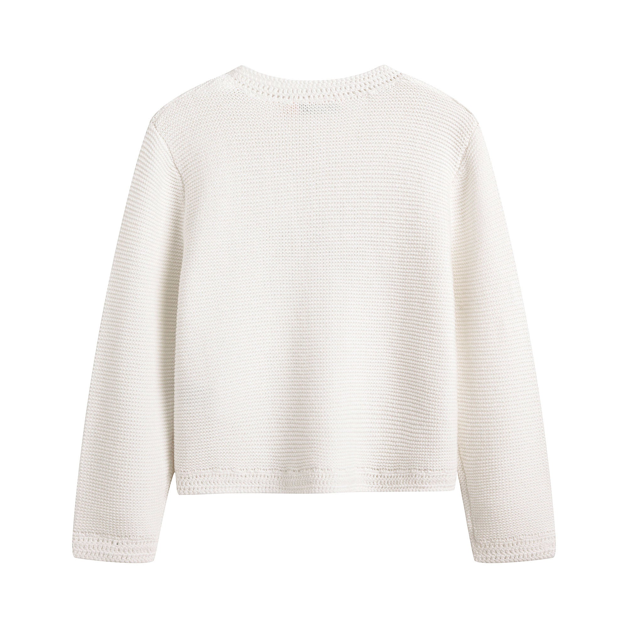 Girls White Cotton Cardigan