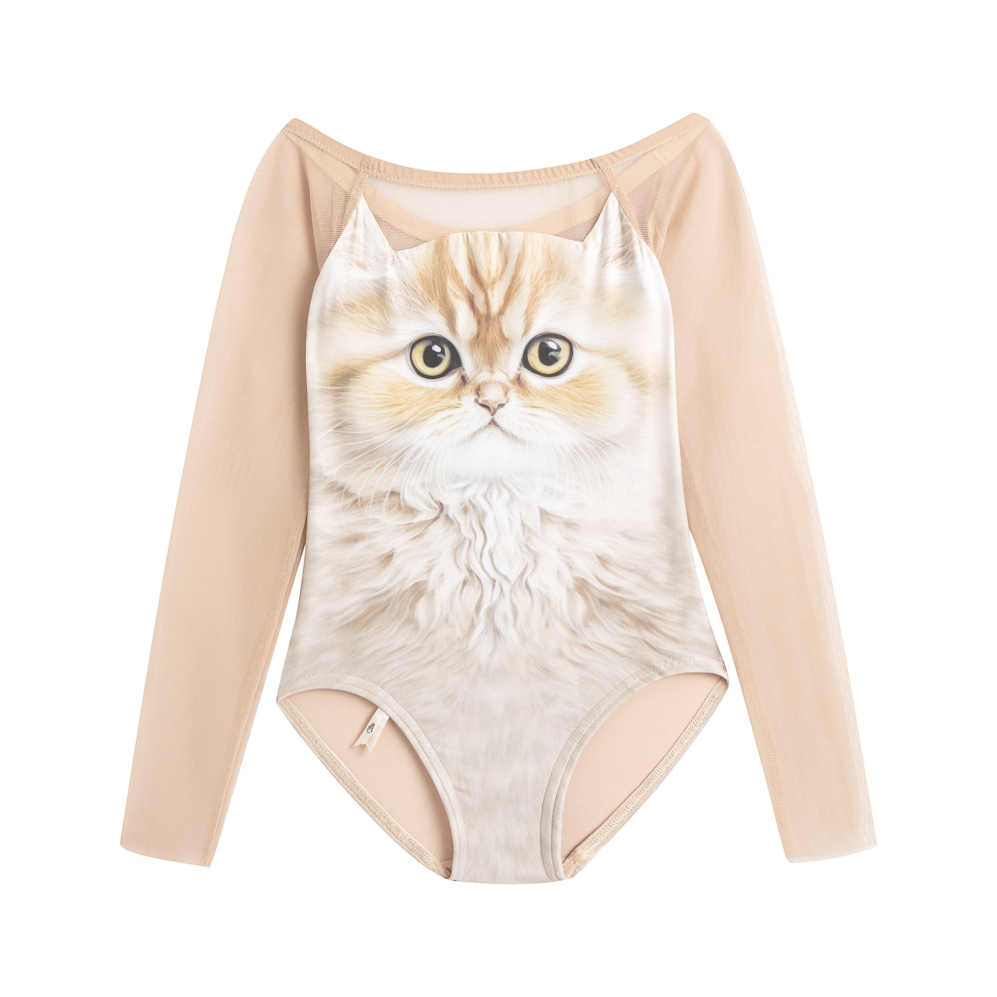 Girls Honey Cat Boatneck Ballet Onesies(J231LE22VL/hone)