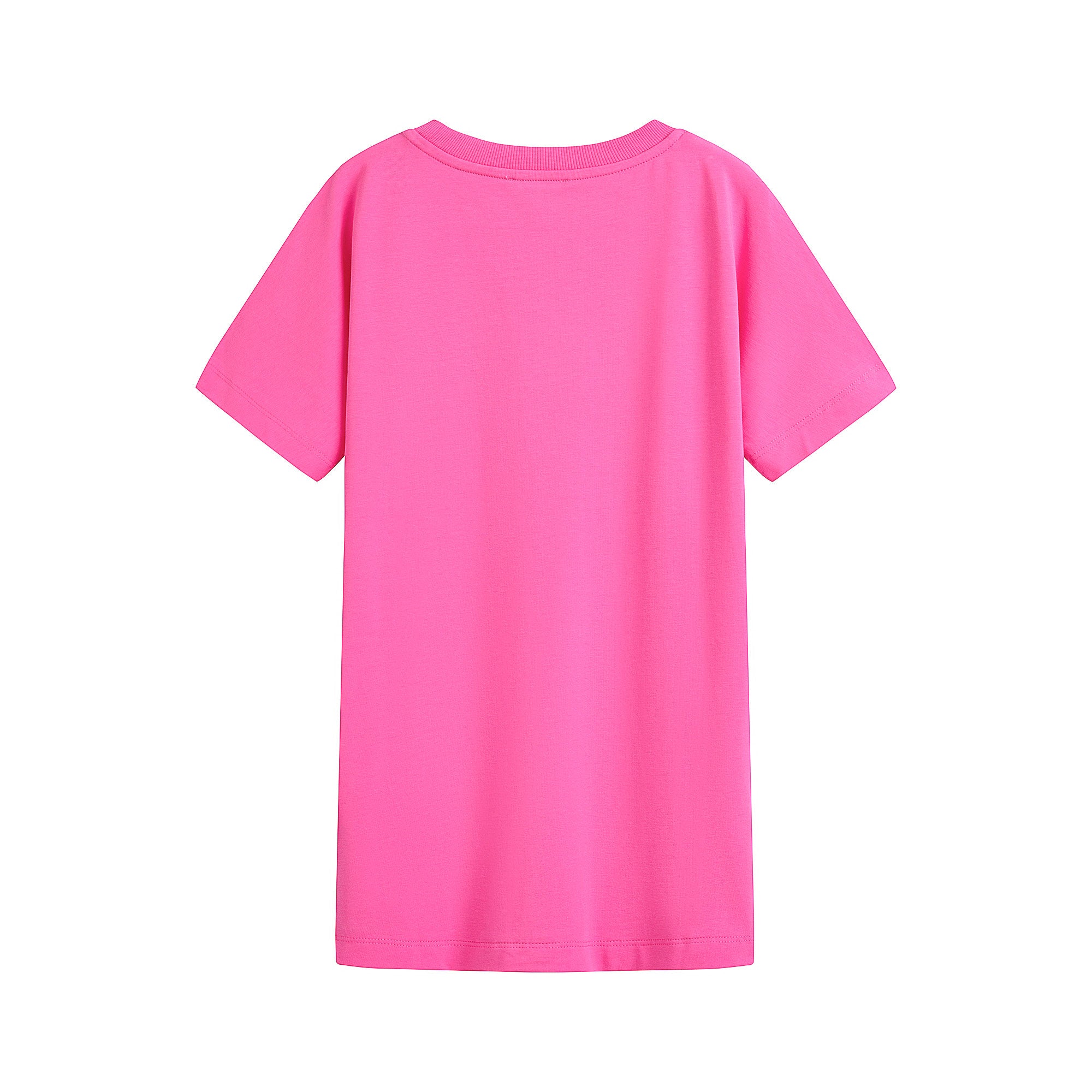 Girls Bright Pink Logo Cotton Dress