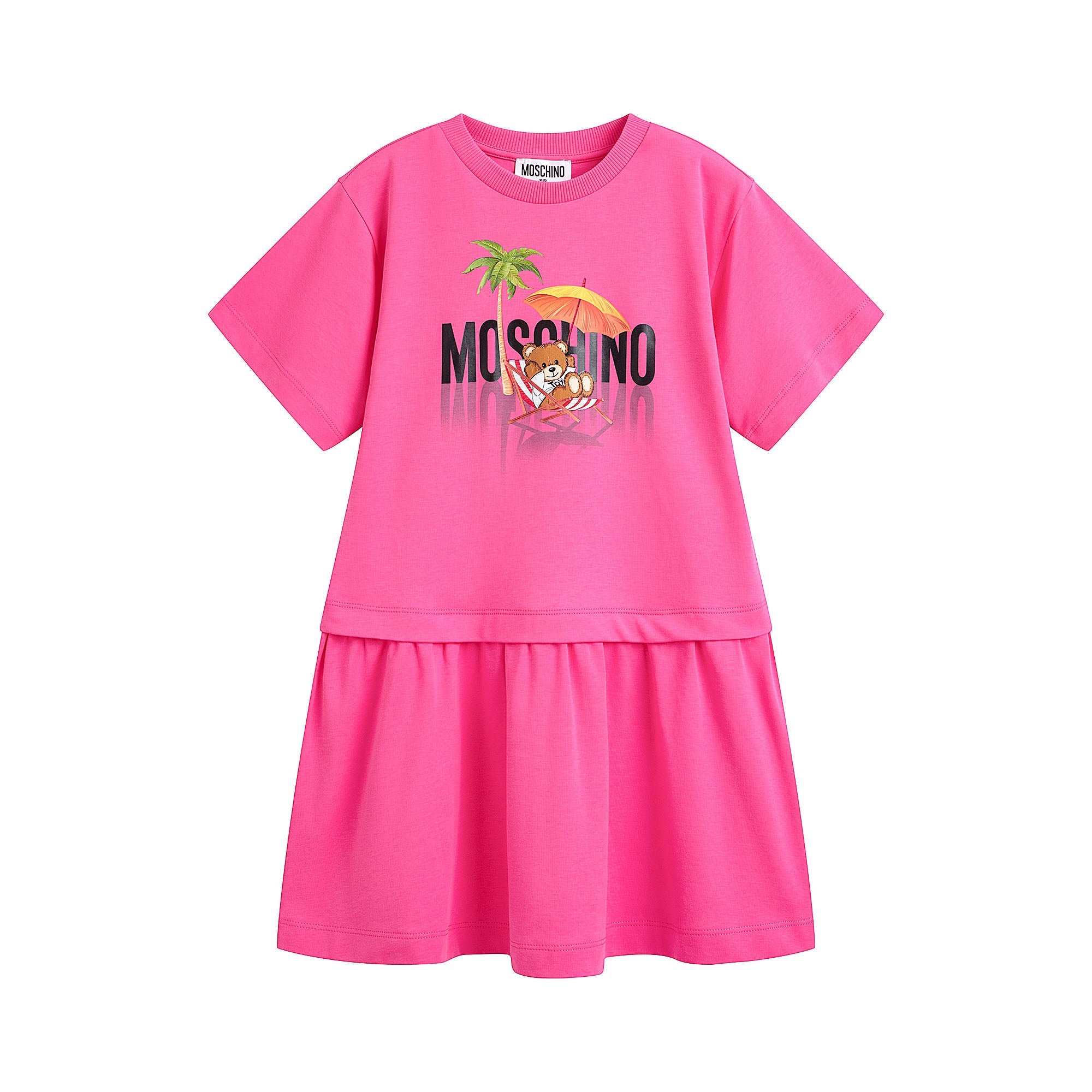 Girls Bright Pink Printed Cotton Dress