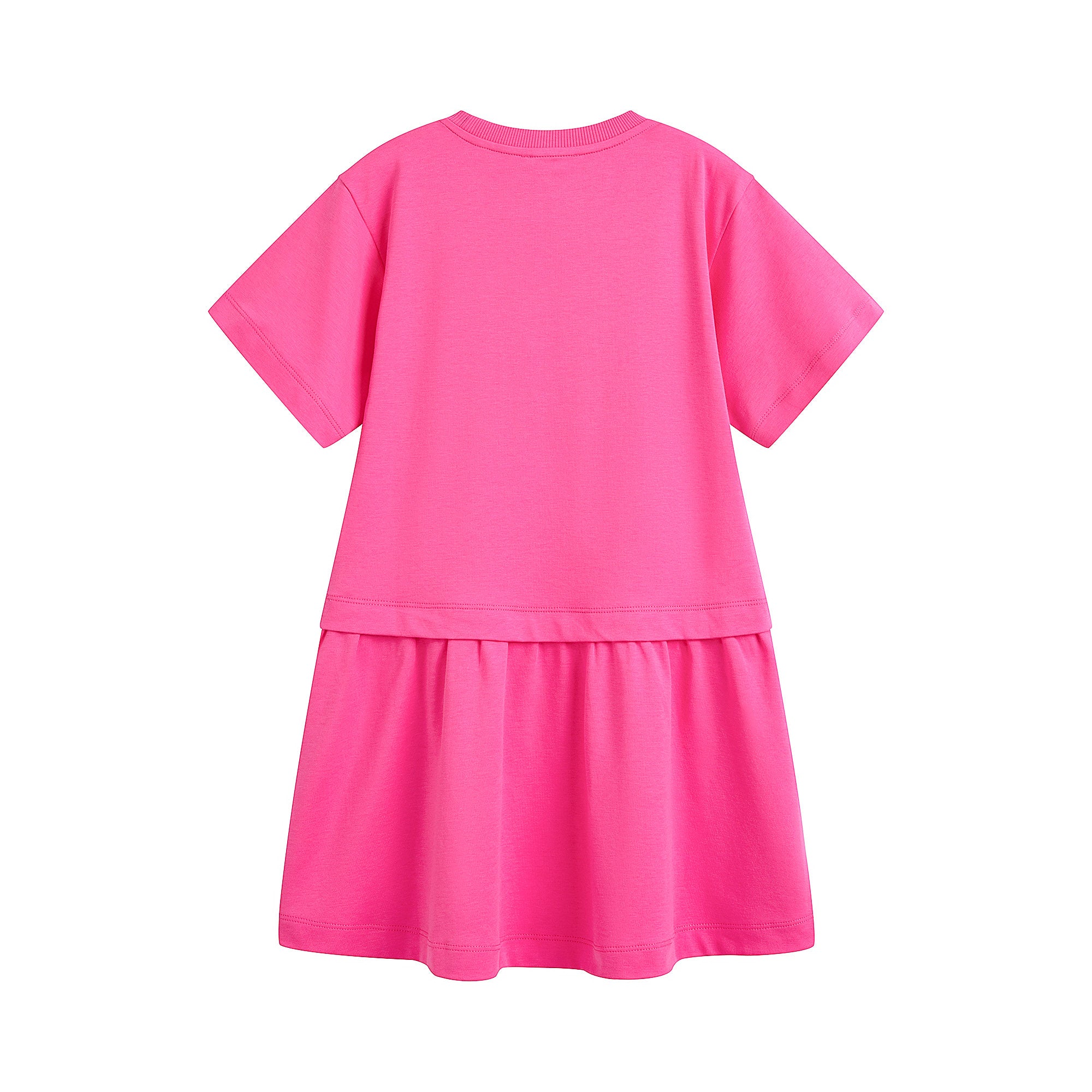 Girls Bright Pink Printed Cotton Dress