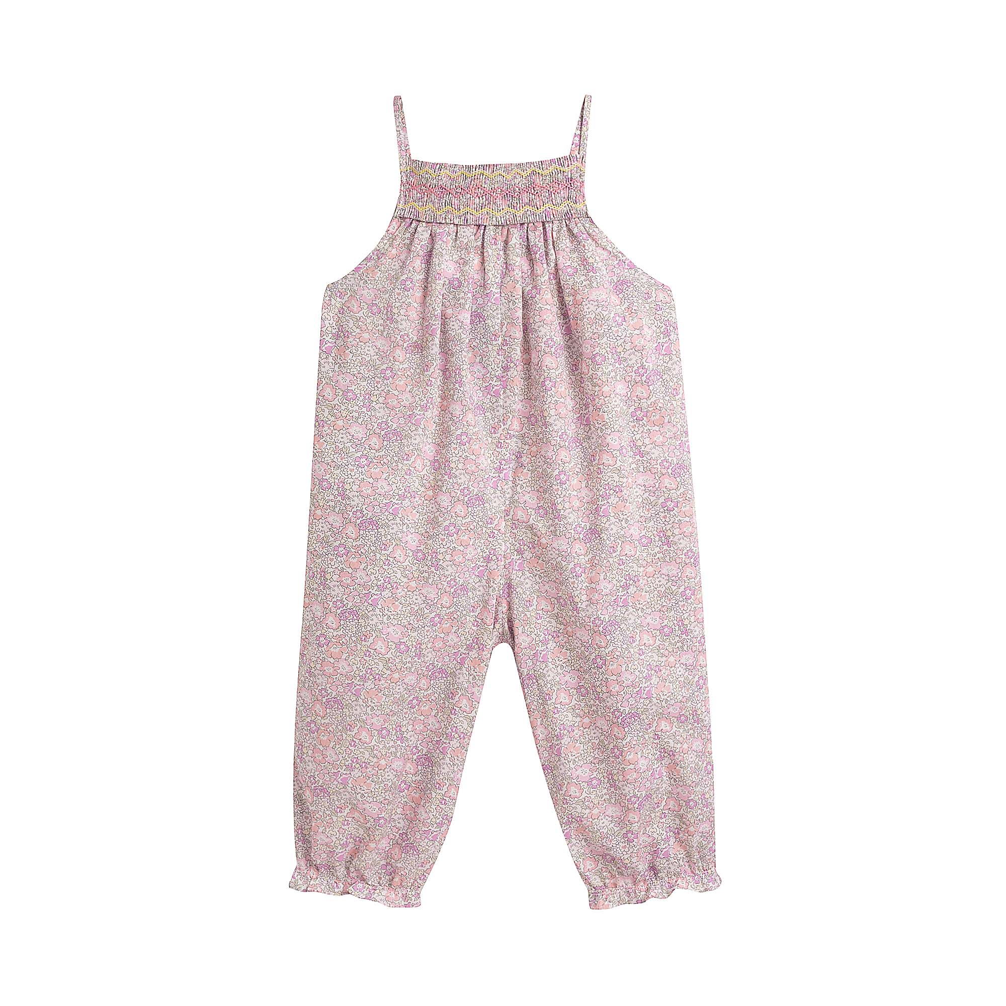 Baby Girls Pink Floral Cotton Jumpsuit