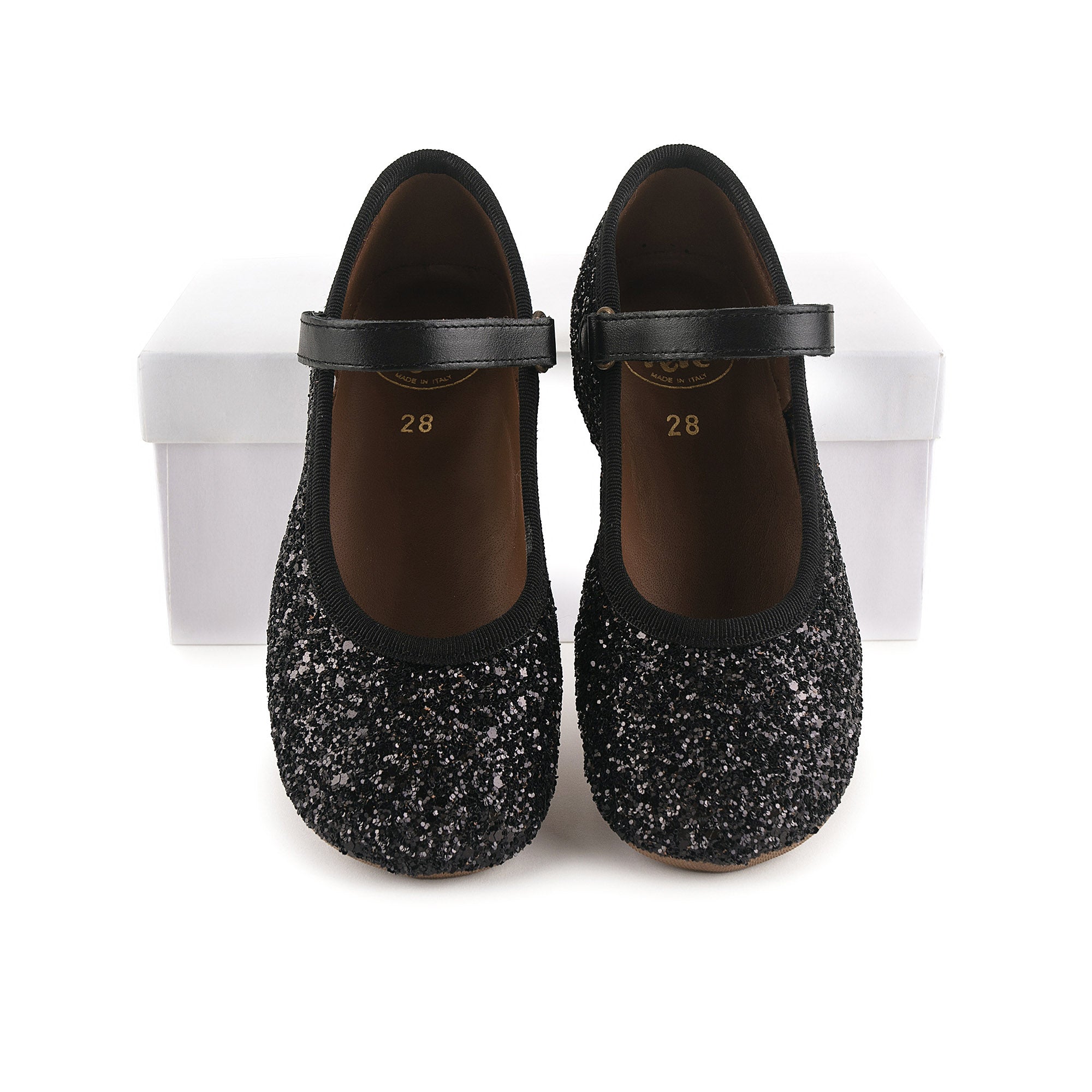 Girls Black Glitter Ballet Shoes
