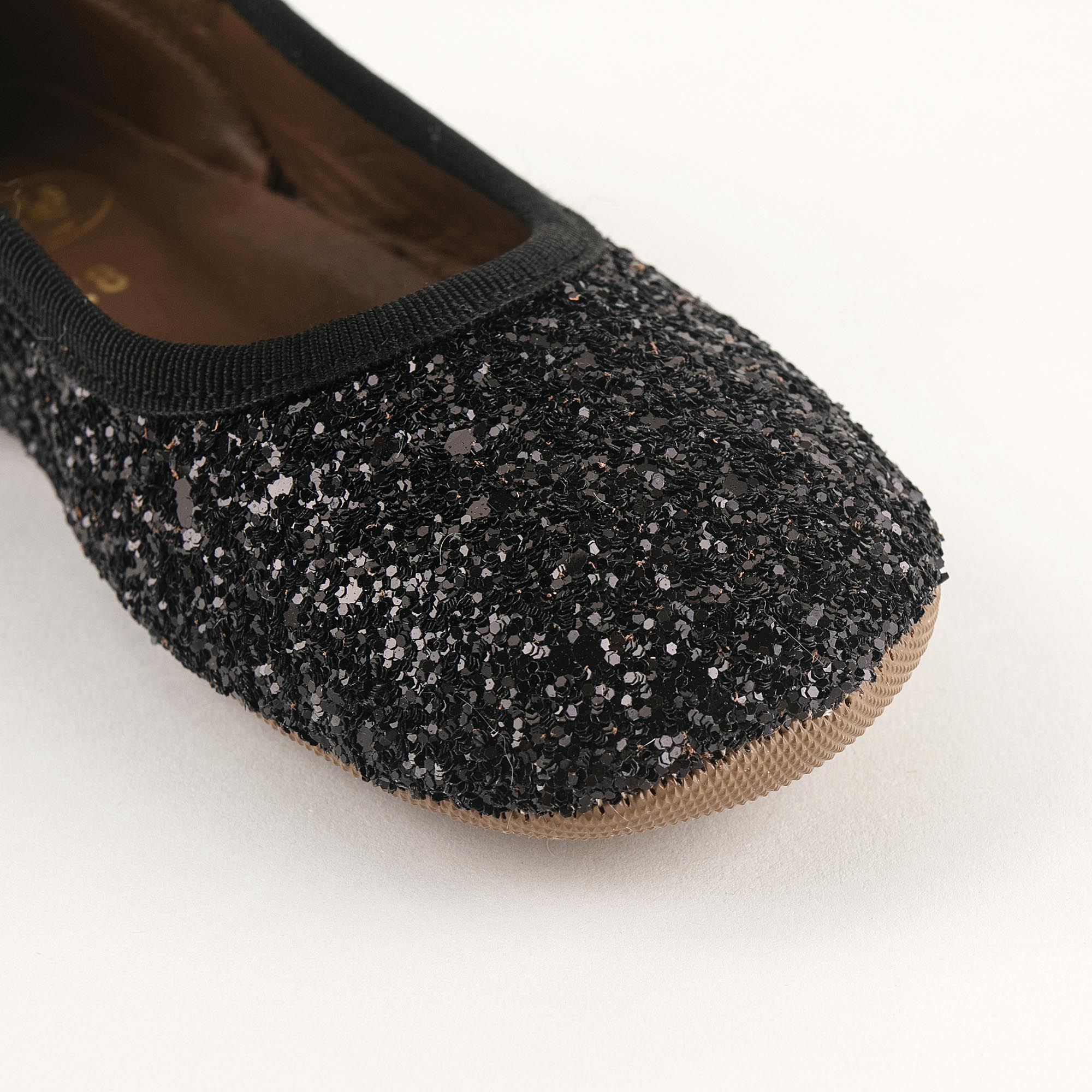Girls Black Glitter Ballet Shoes