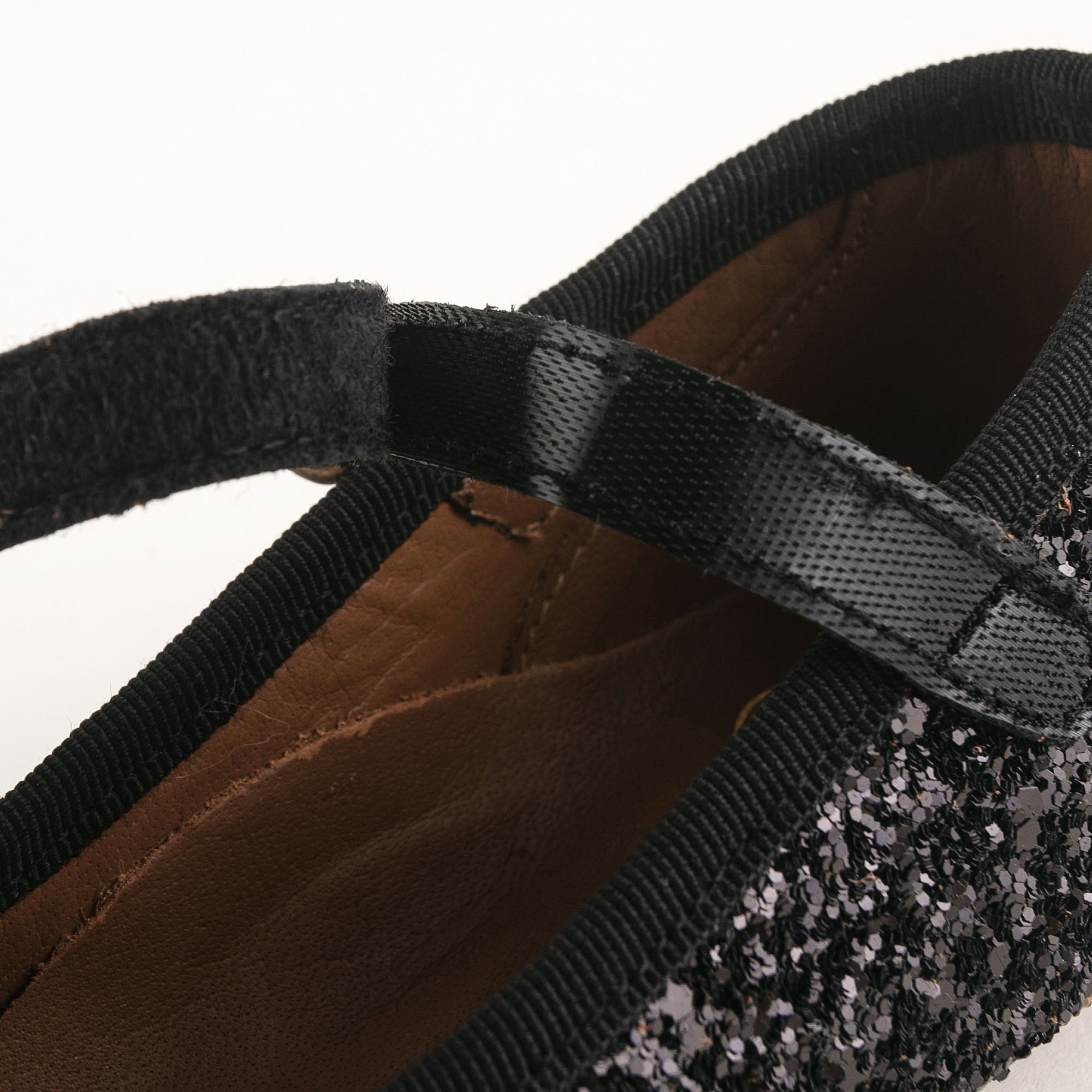 Girls Black Glitter Ballet Shoes