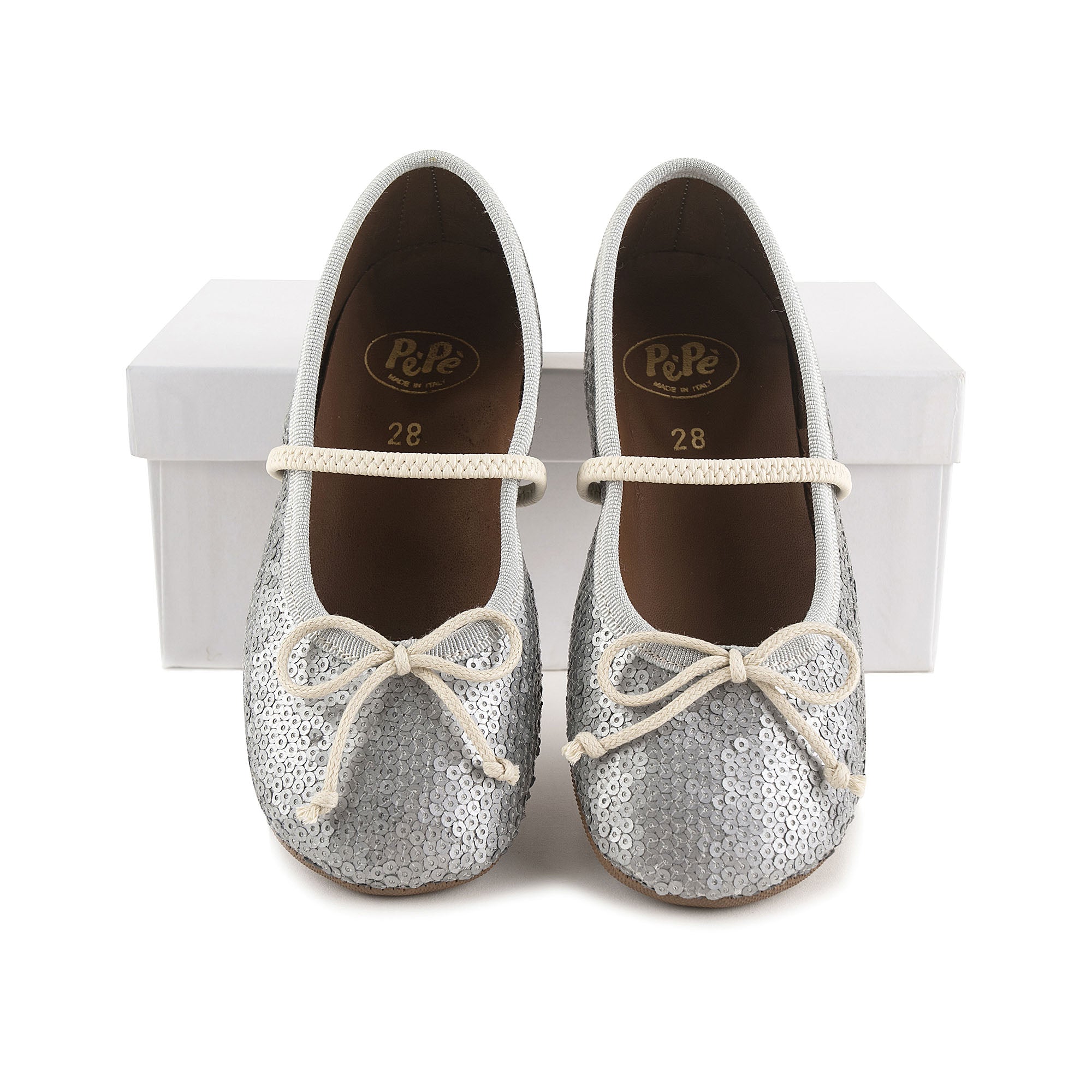 Girls Silver Sequin Ballet Shoes