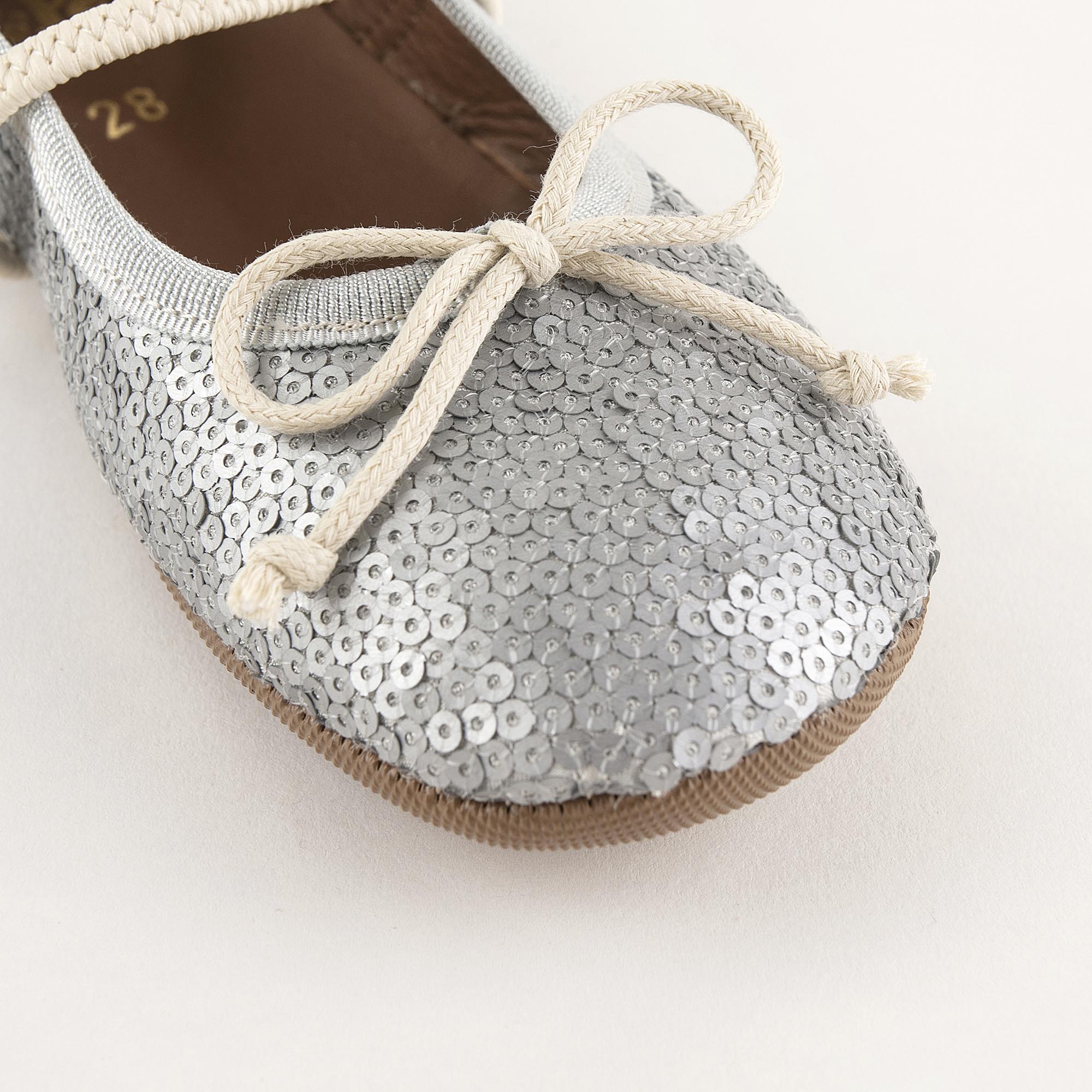 Girls Silver Sequin Ballet Shoes