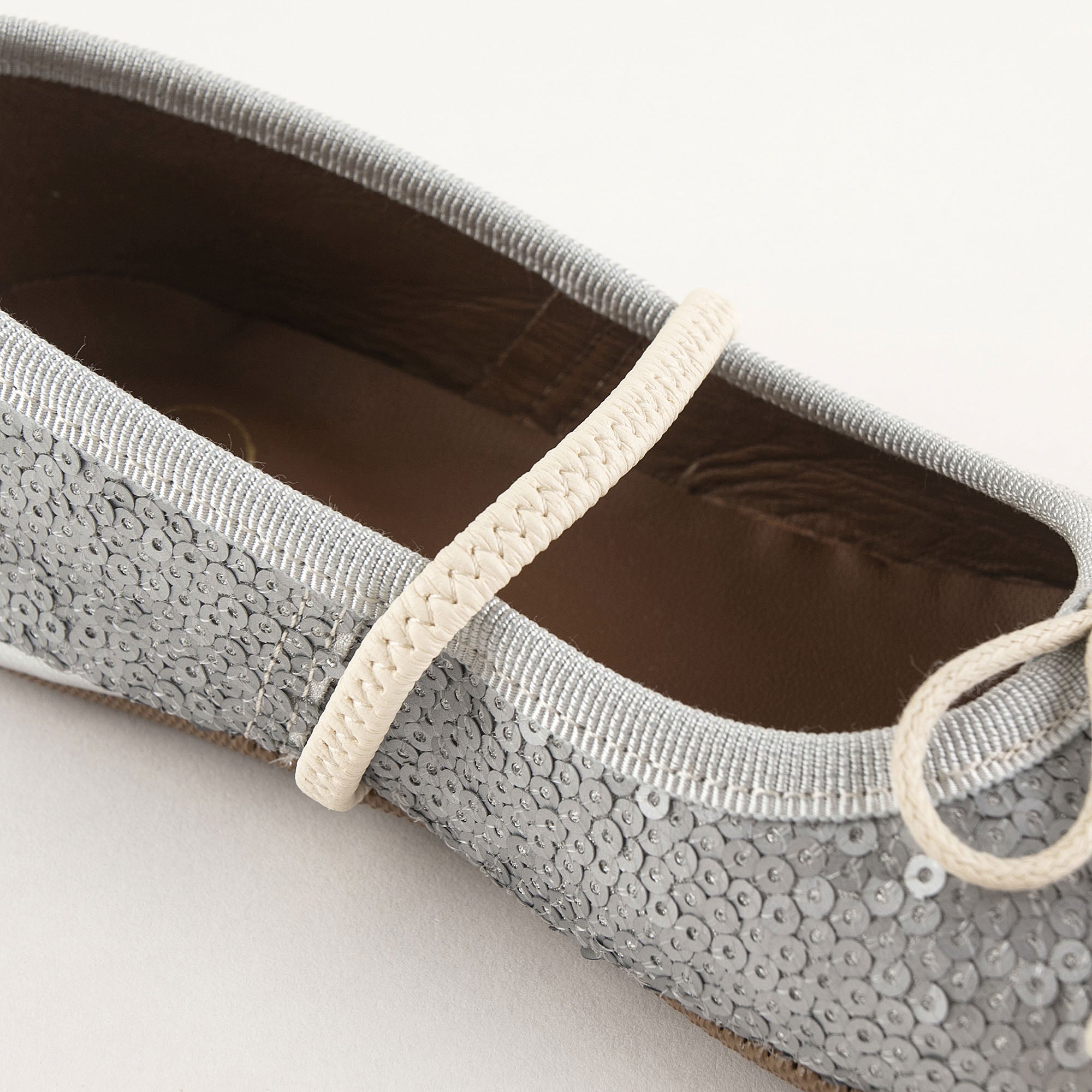 Girls Silver Sequin Ballet Shoes
