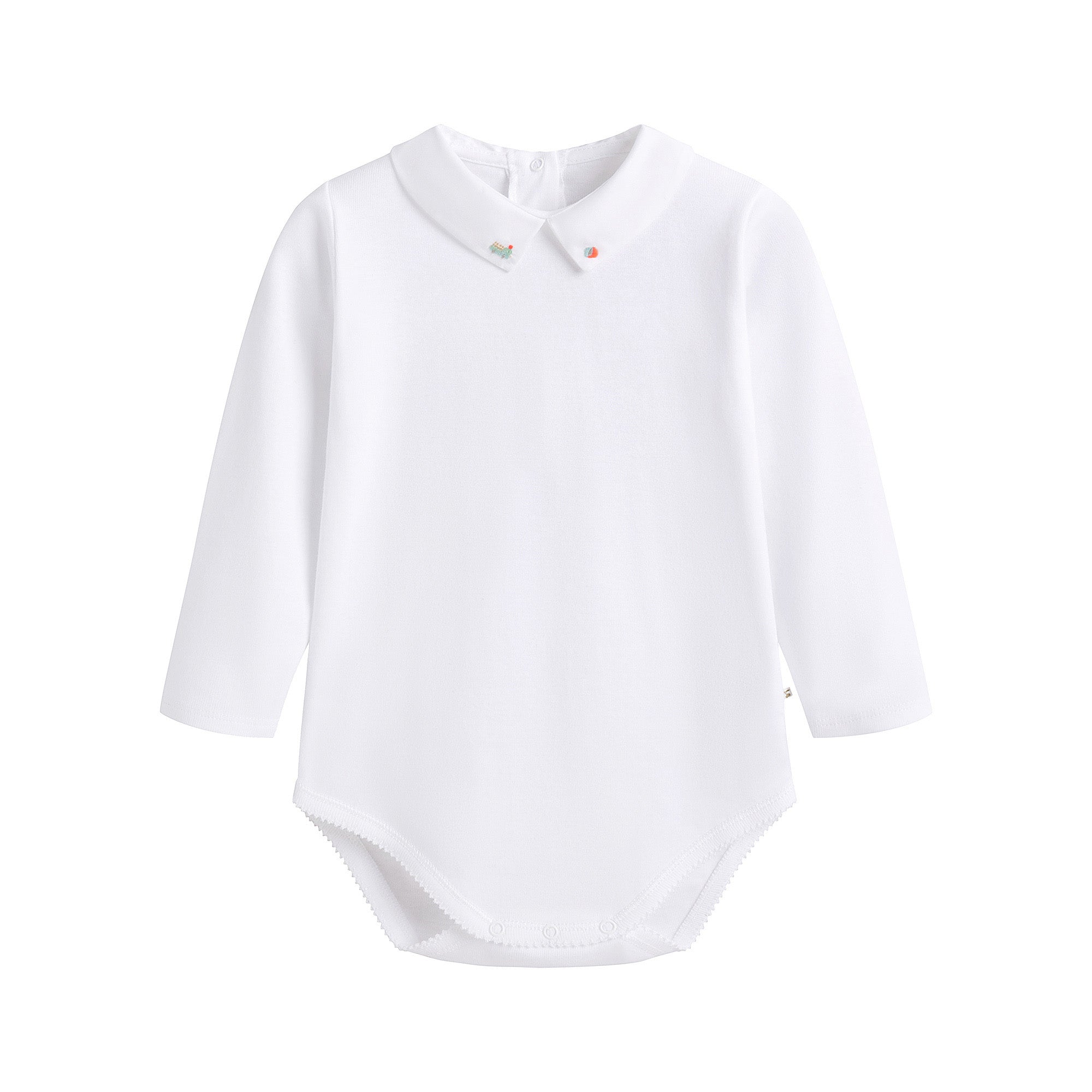 Baby Boys & Girls White Cotton Babysuit