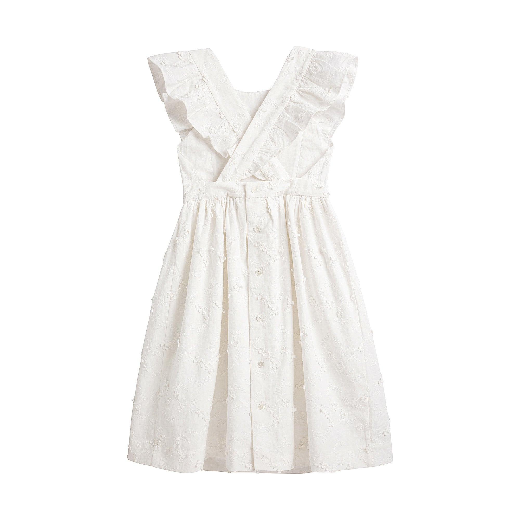 Girls White Embroidered Cotton Dress