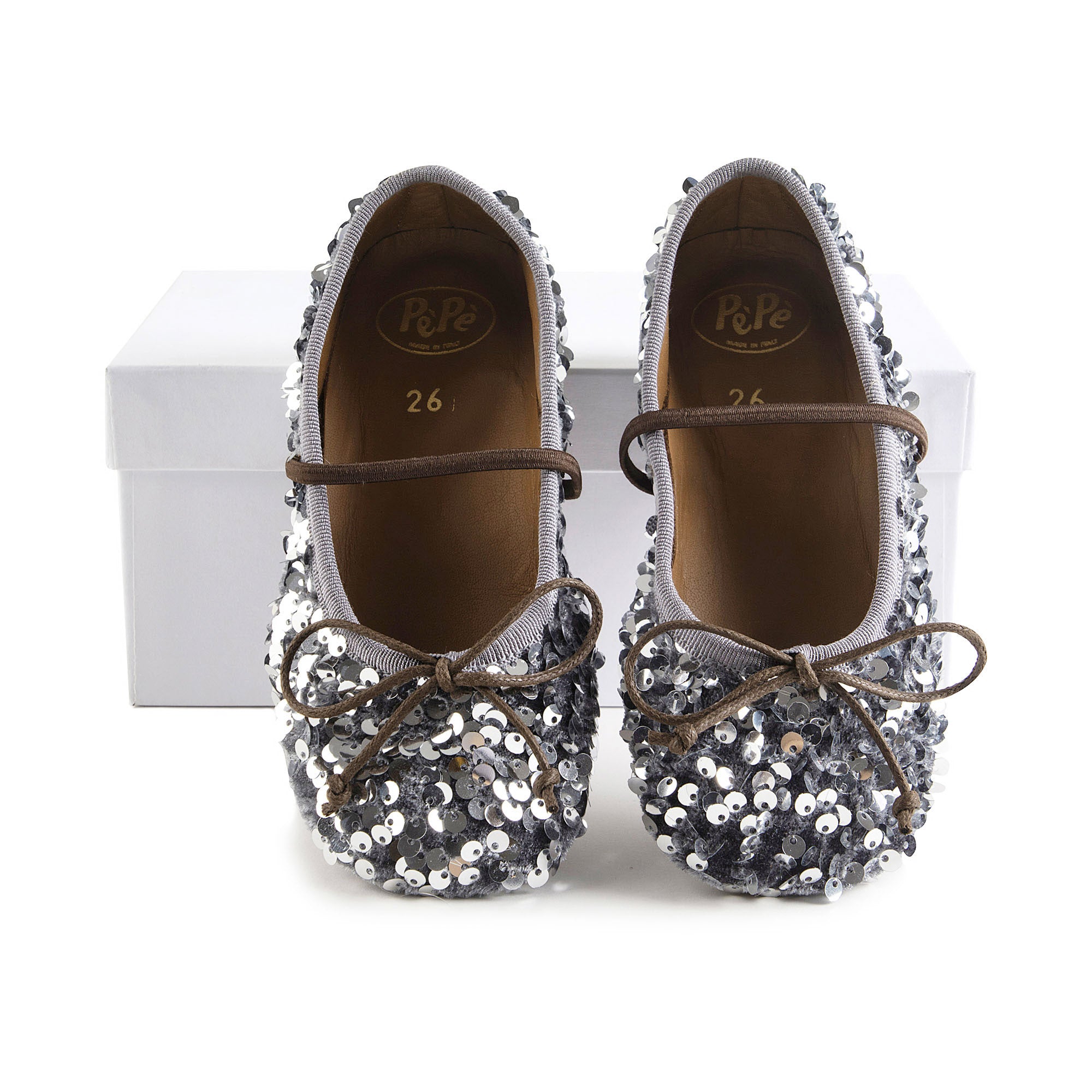 Girls Silver Sequin Shoes
