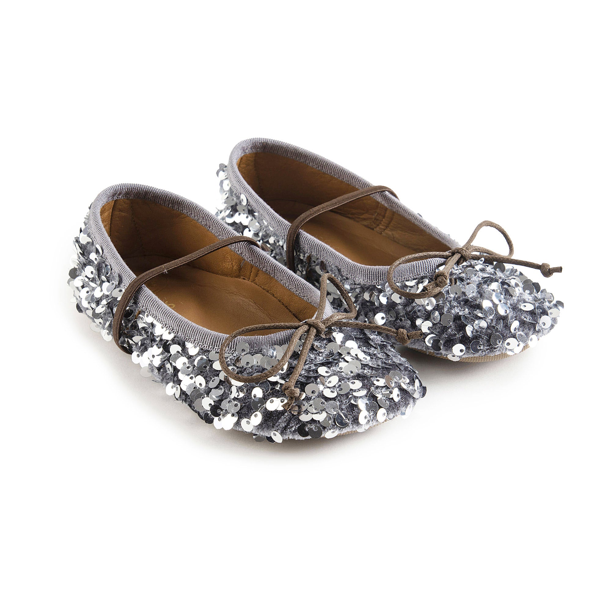 Girls Silver Sequin Shoes