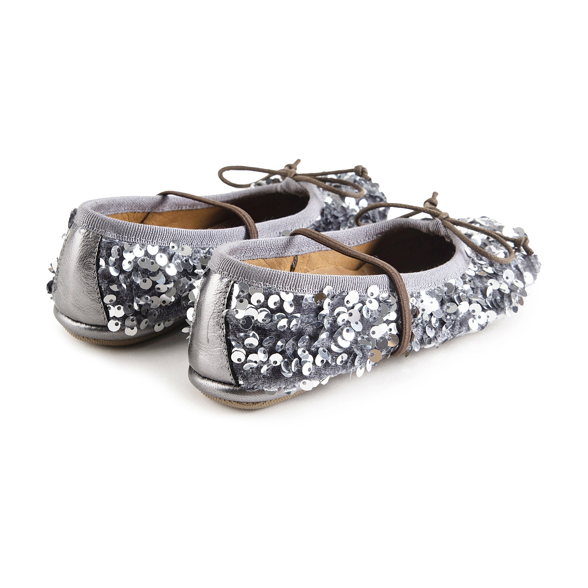 Girls Silver Sequin Shoes