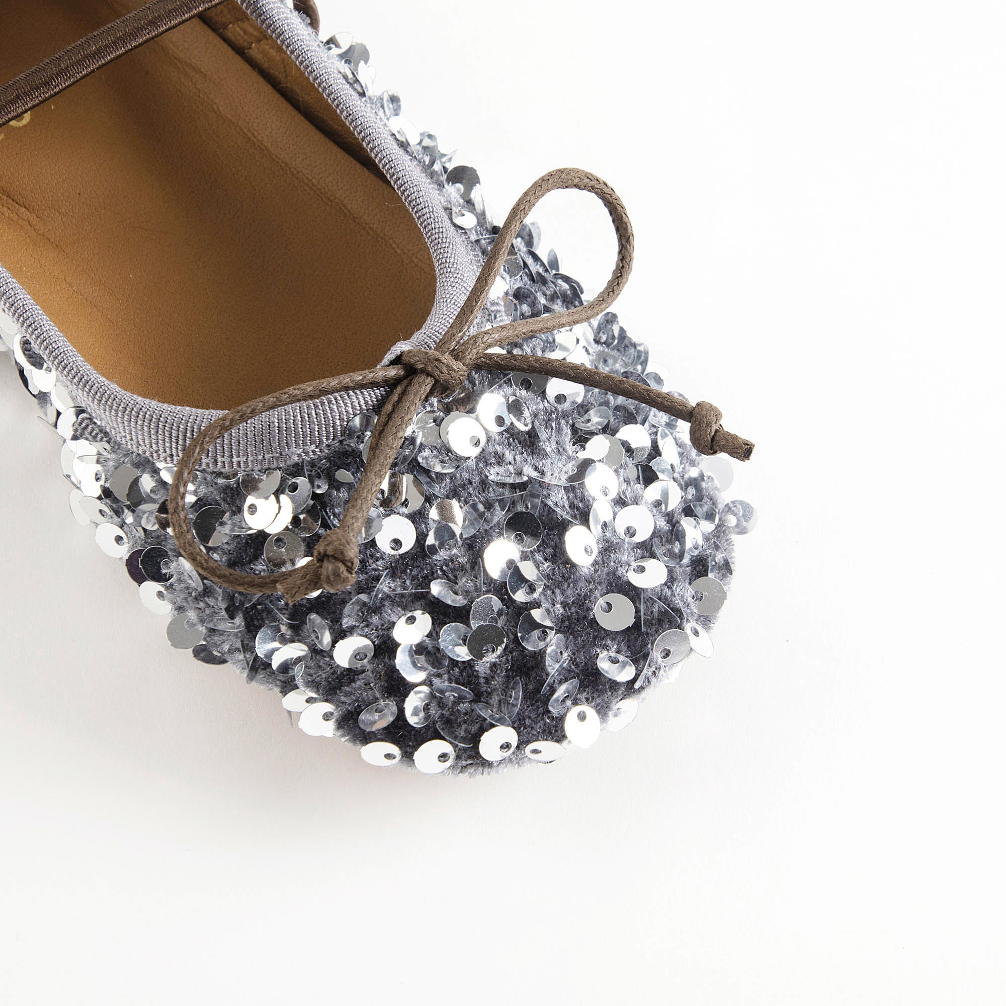 Girls Silver Sequin Shoes