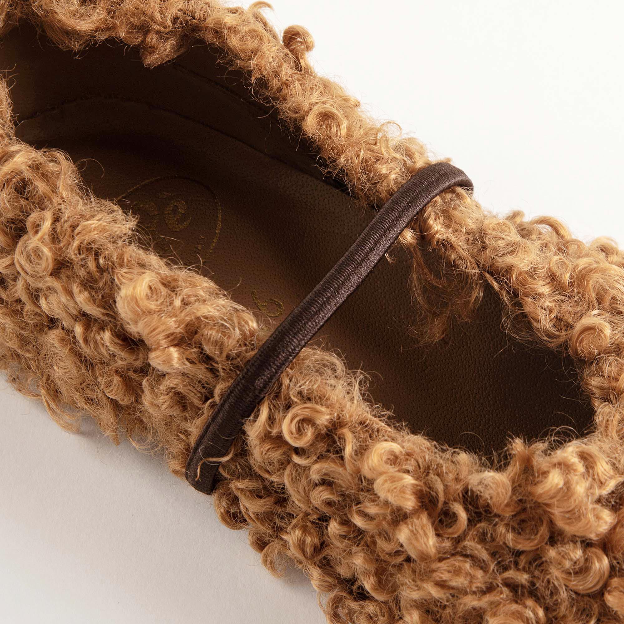 Girls Brown Plush Shoes