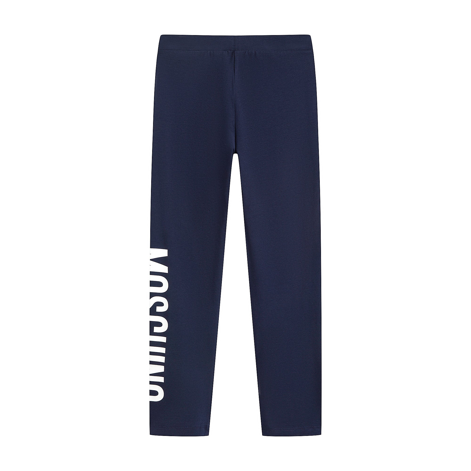 Girls Navy Logo Cotton Leggings