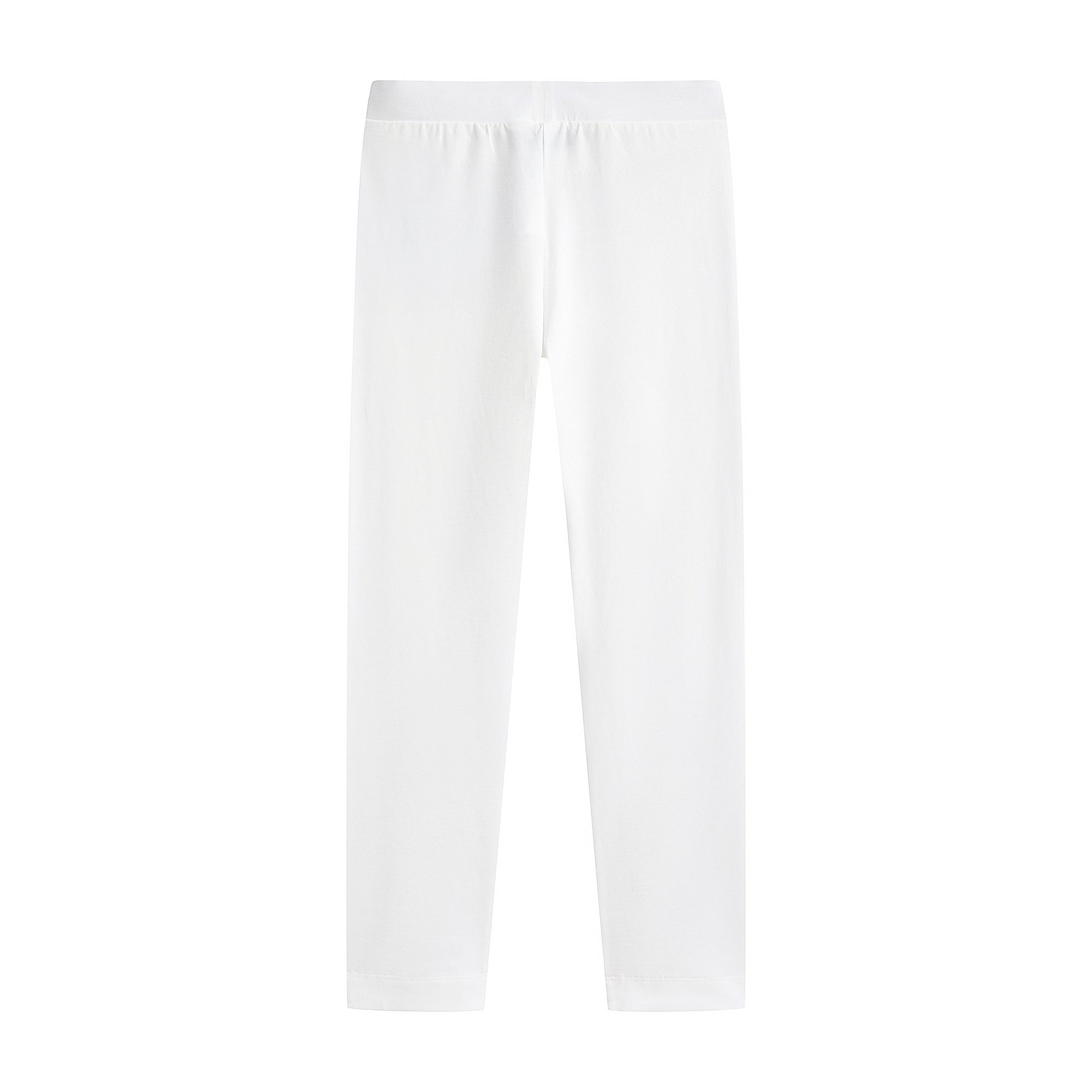 Girls White Printed Cotton Leggings