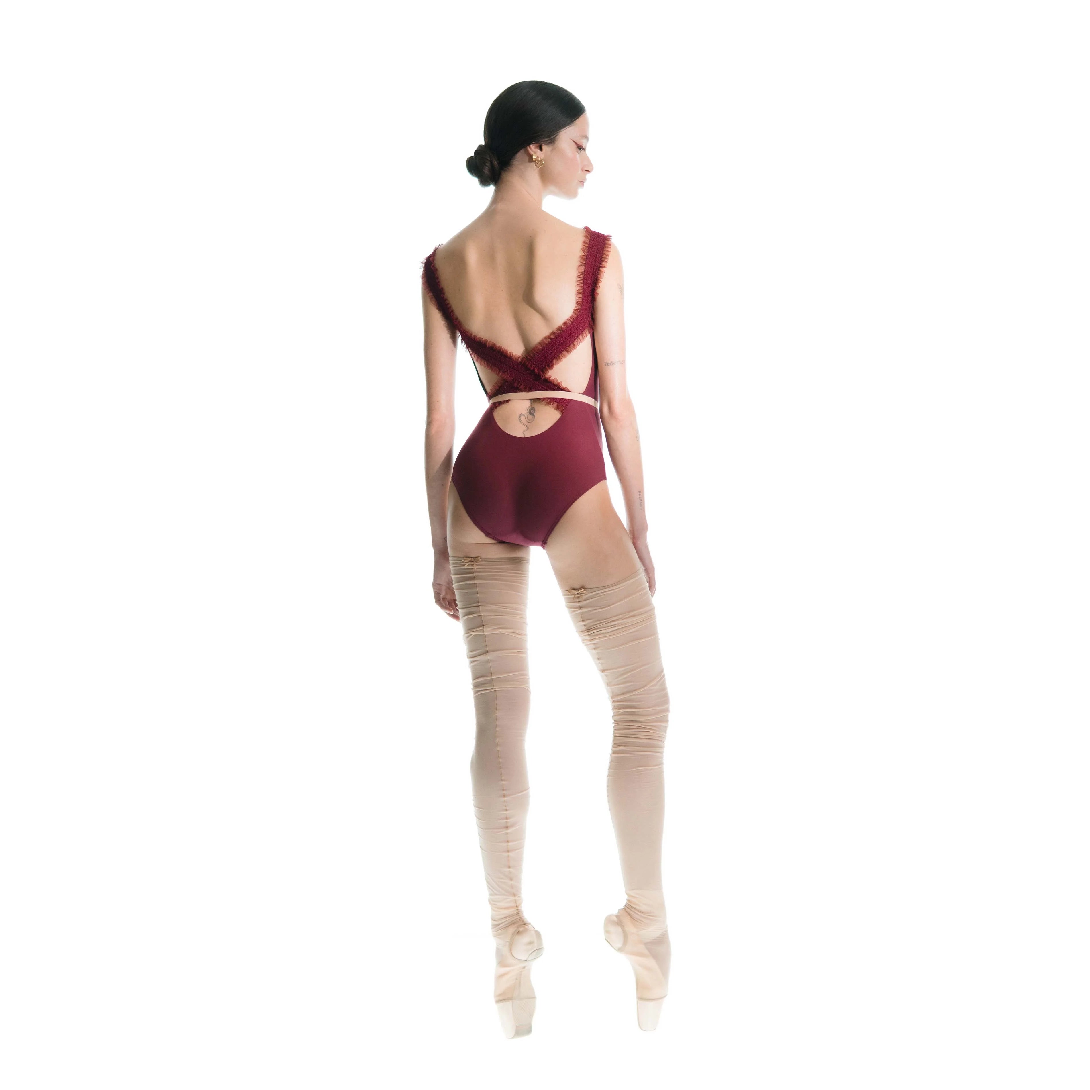 Girls Wine Red "JUNIOR ELEANOR" Ballet Onesies(J182LE33VL/burgundy)