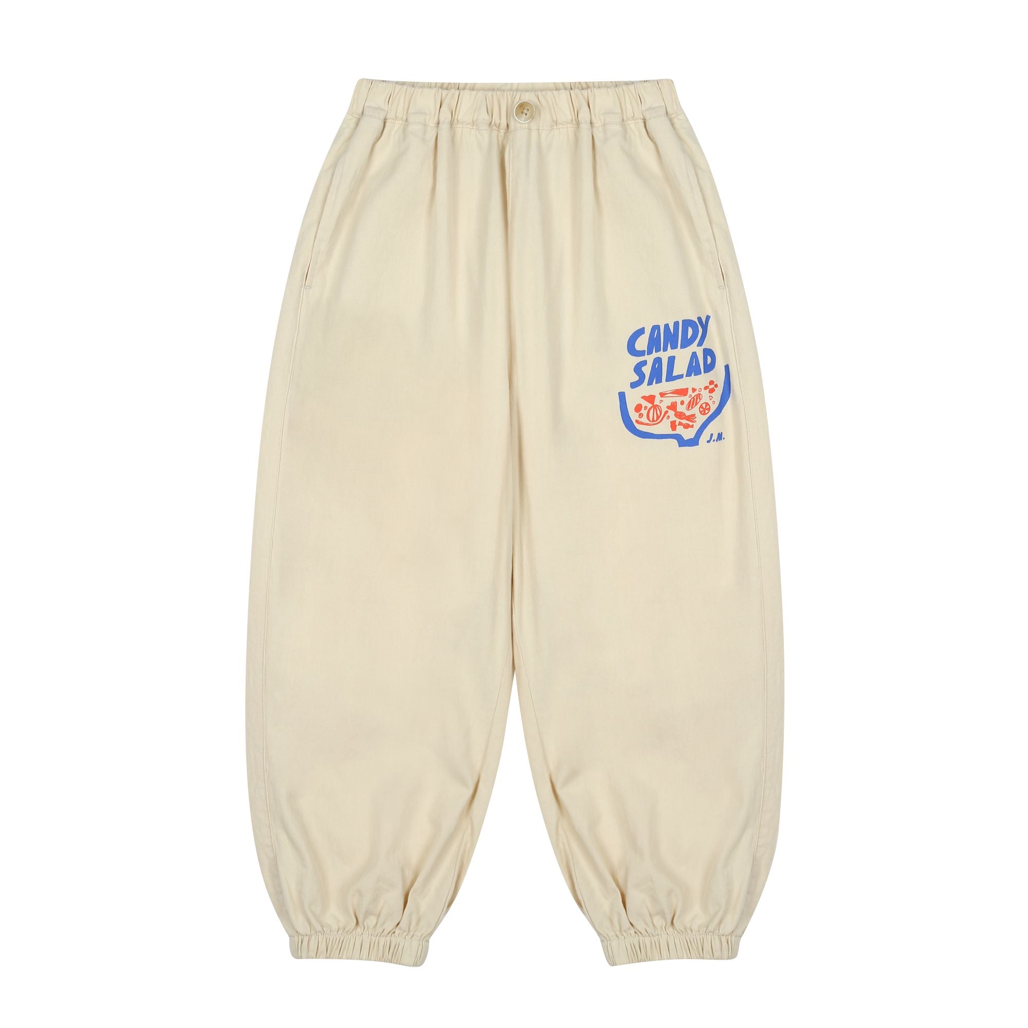 Boys & Girls Ivory Printed Cotton Trousers