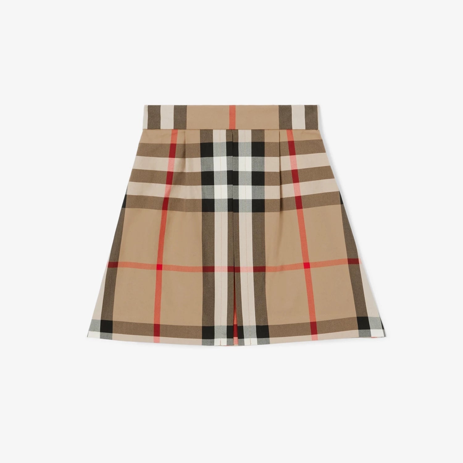 Girls Beige Check Cotton Skirt