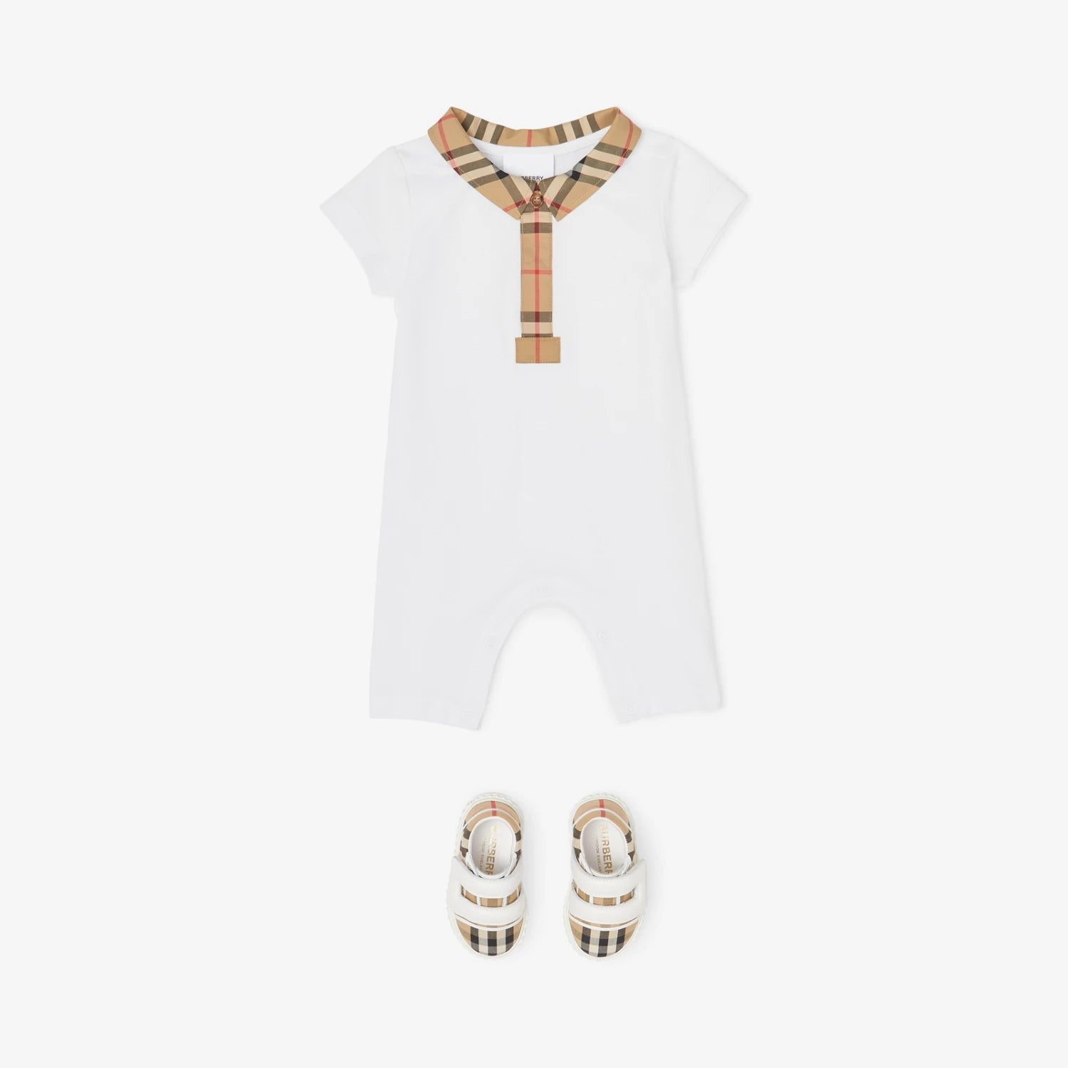 Baby Boys & Girls White Cotton Babysuit