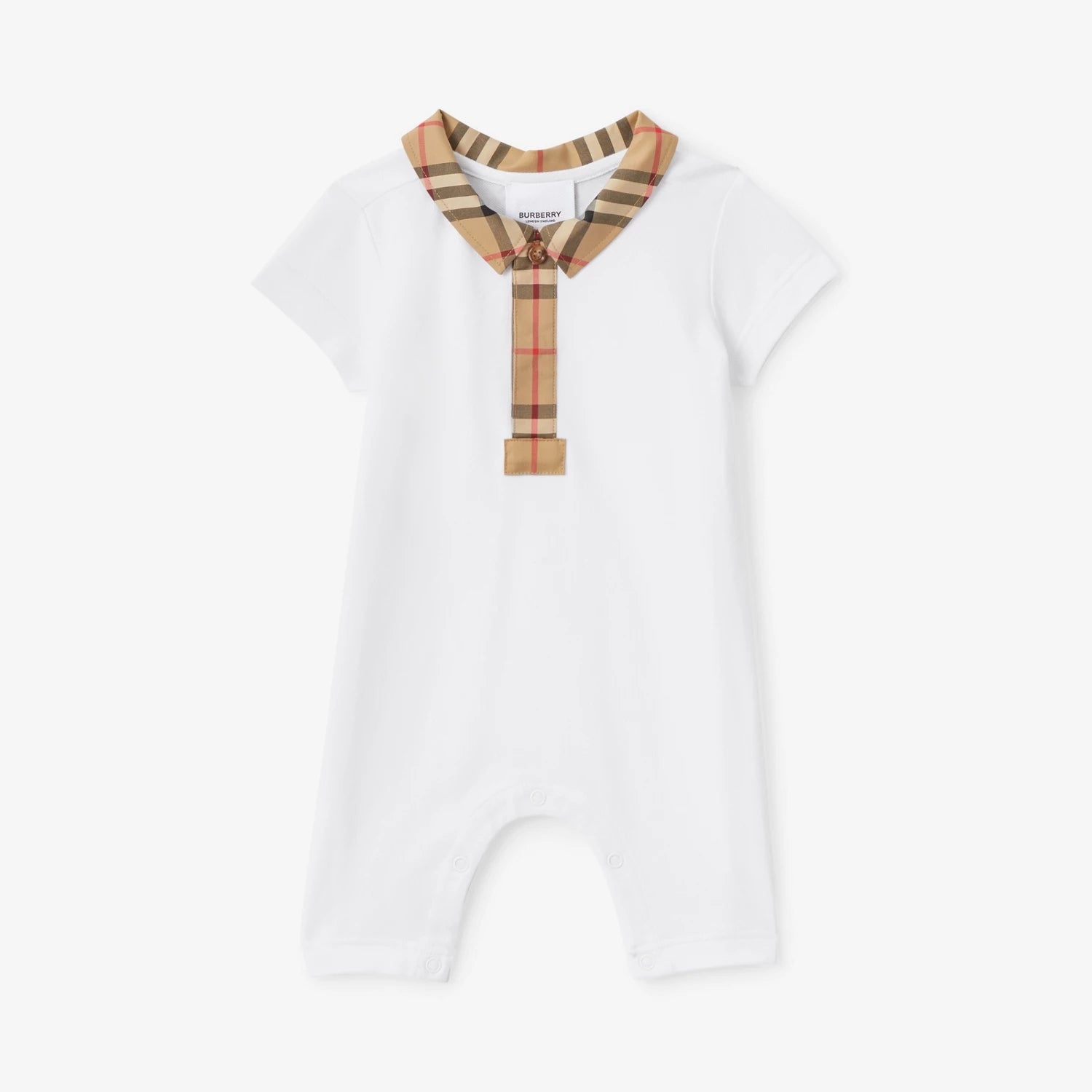 Baby Boys & Girls White Cotton Babysuit