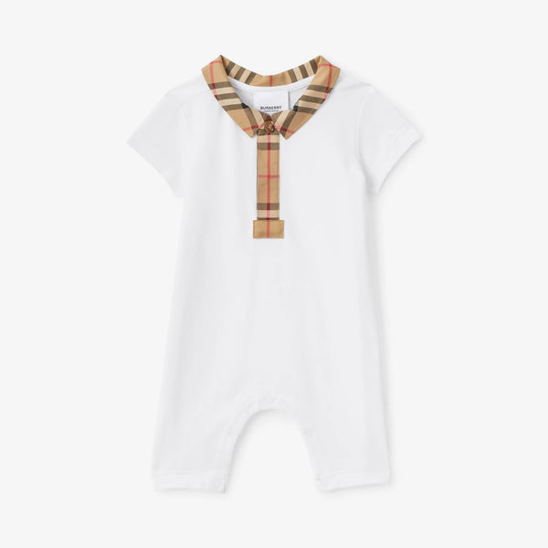 Baby Boys & Girls White Cotton Babysuit