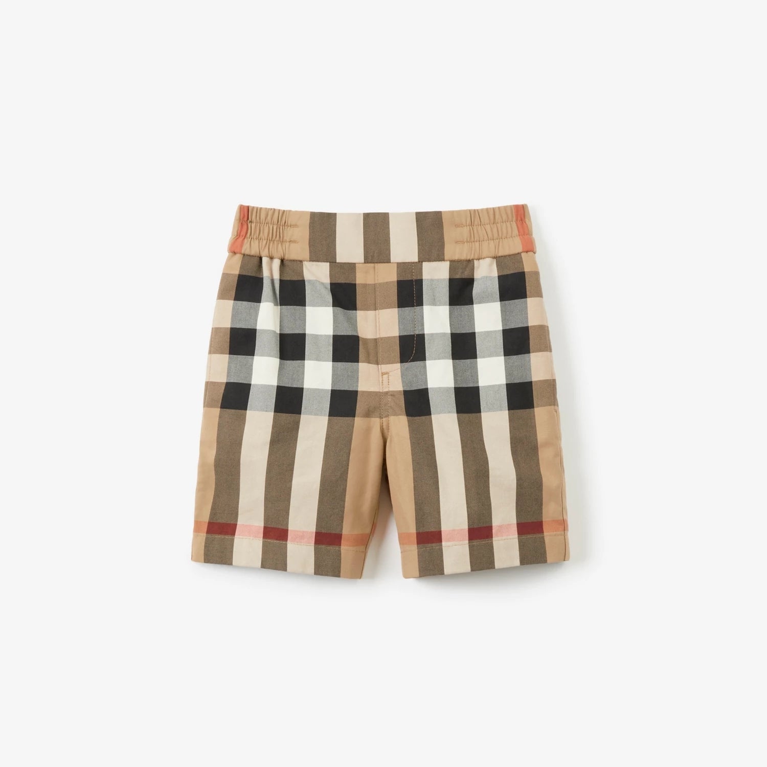 Baby Boys Beige Check Cotton Shorts