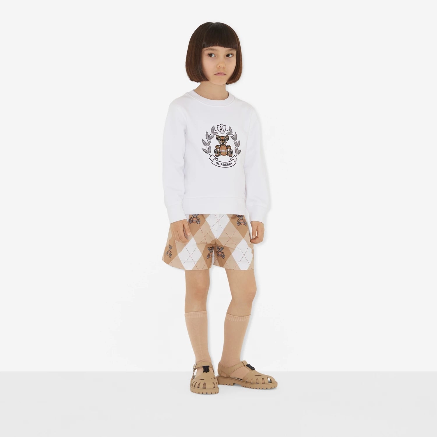 Boys & Girls White Printed Cotton Sweatshirt